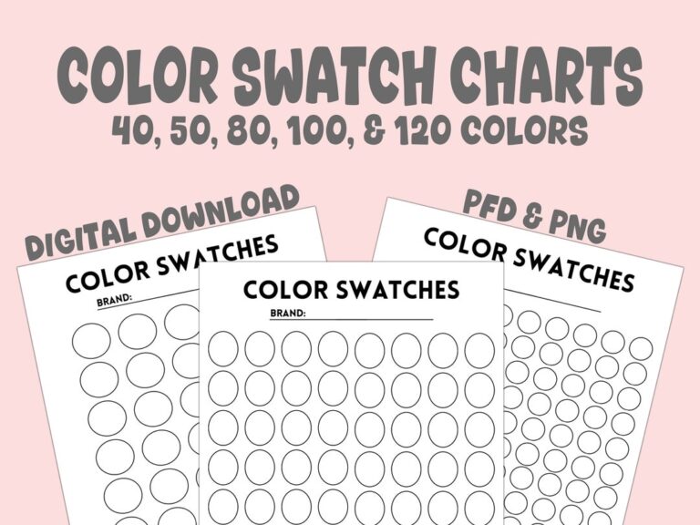 Color Swatch Chart Color Swatch Template DIY Color Swatch Marker Swatches Paint Swatches Colored Pencil Swatches Coloring Pages Etsy