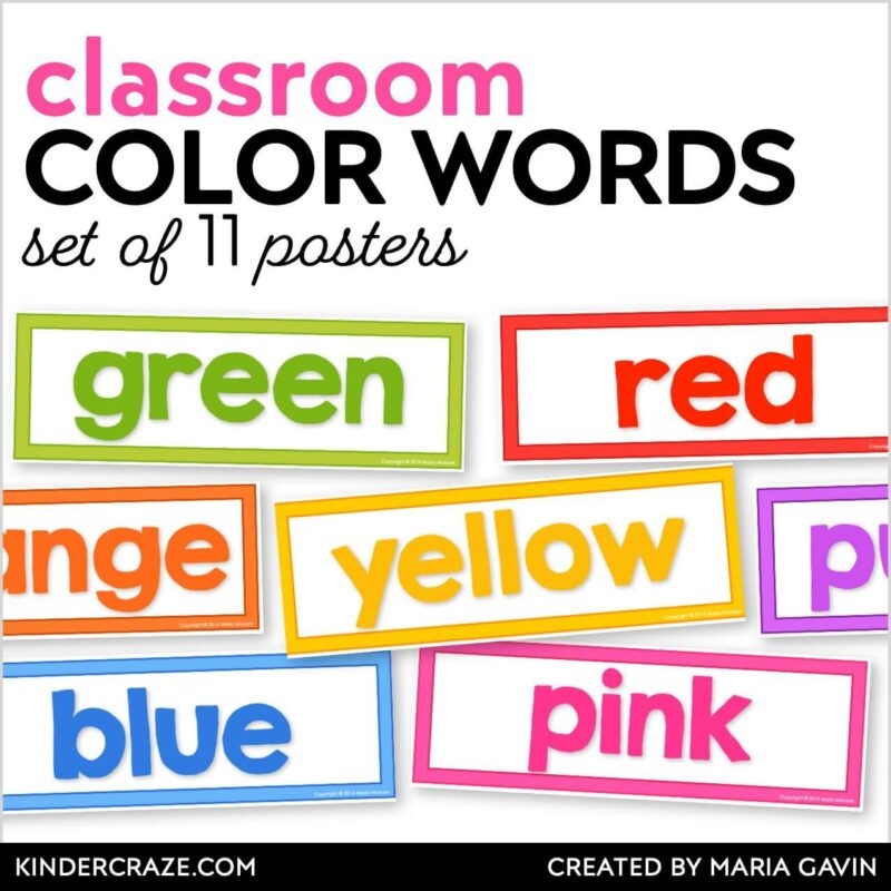 Printable Color Words Chart