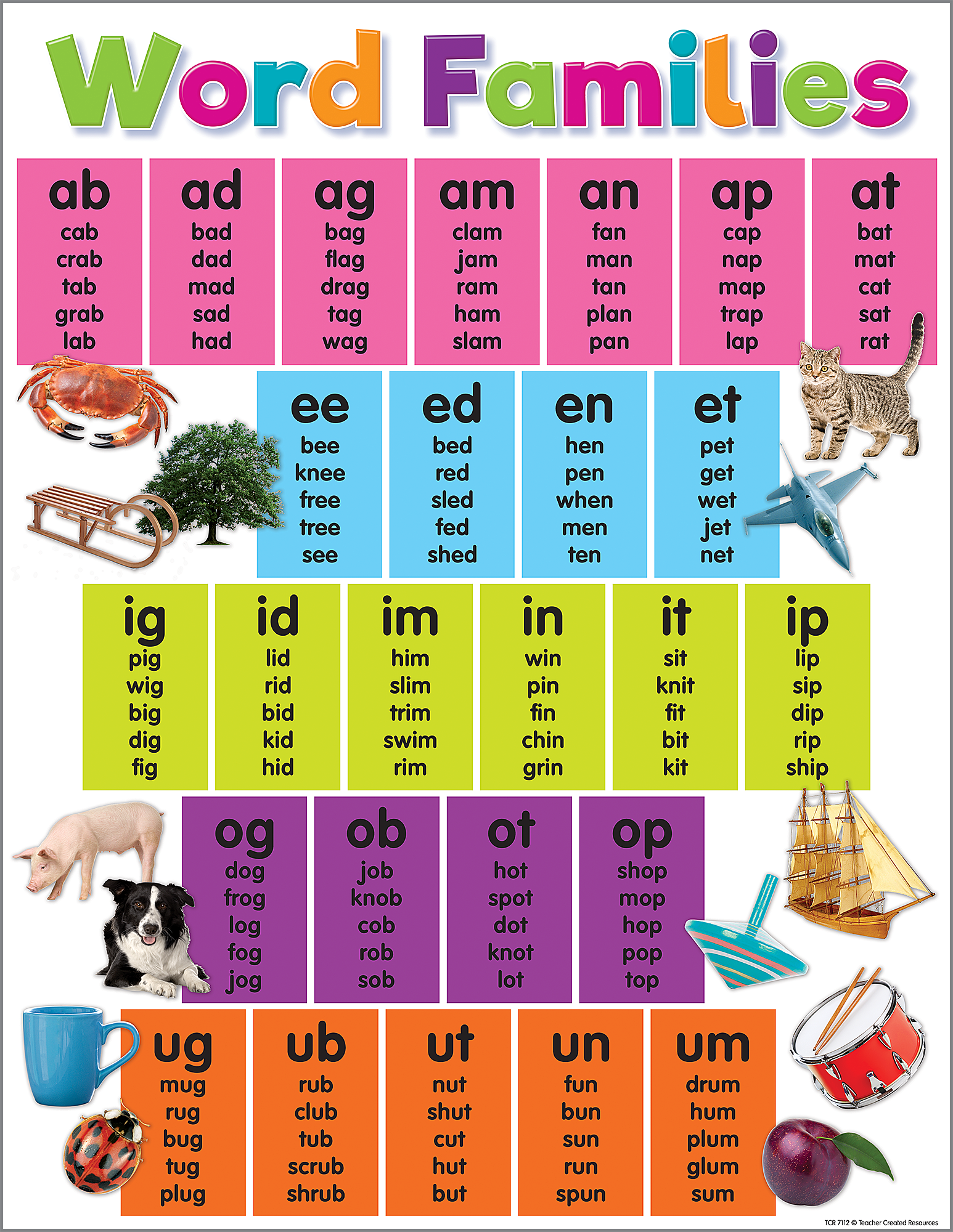 Colorful Word Families Chart TCR7112 Teacher Created Resources