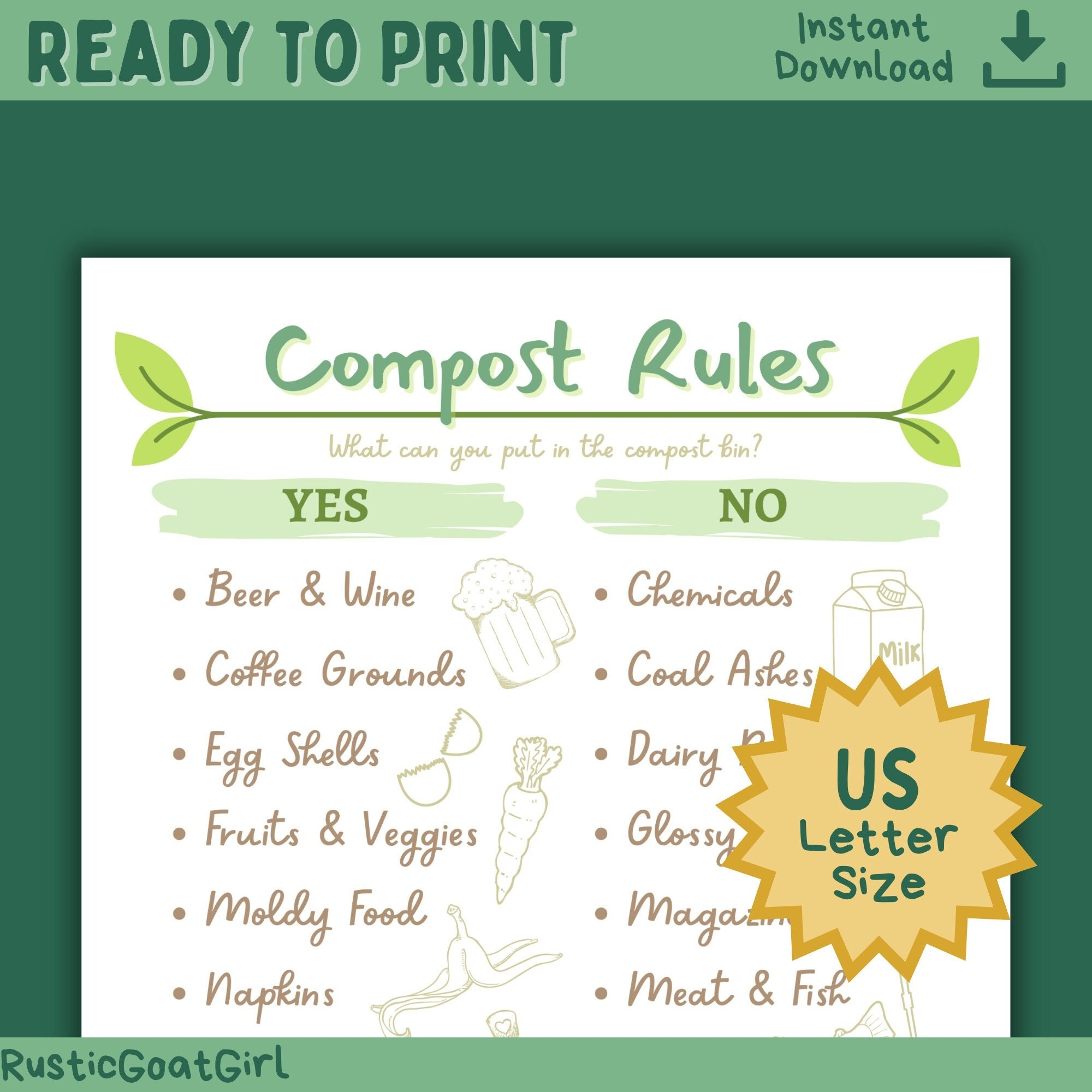 Compost Chart Etsy New Zealand Compost Chart Etsy New Zealand