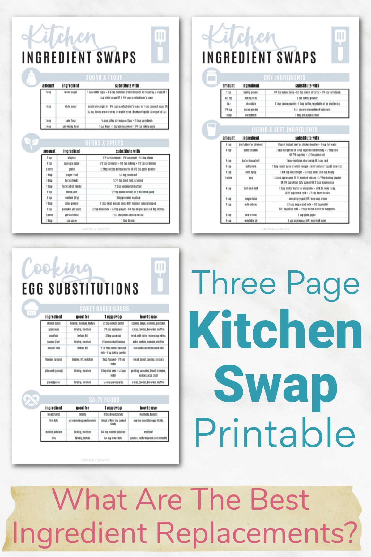 Cooking And Baking Ingredient Substitutions Printables Savor Savvy Cooking And Baking Ingredient Substitutions Printables Savor Savvy