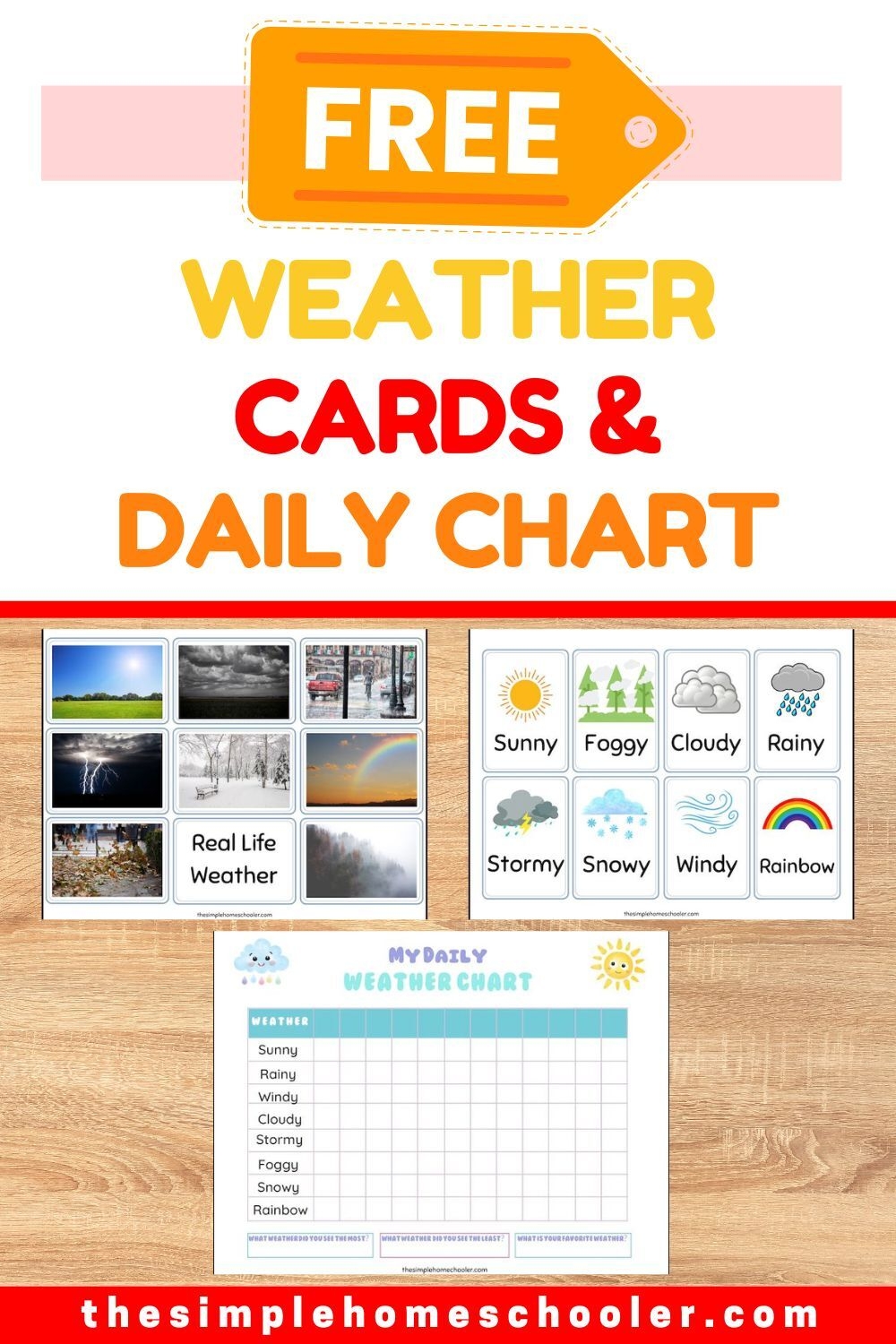 Cool Weather Cards Printable Free Set Daily Weather Chart The Simple Homeschooler