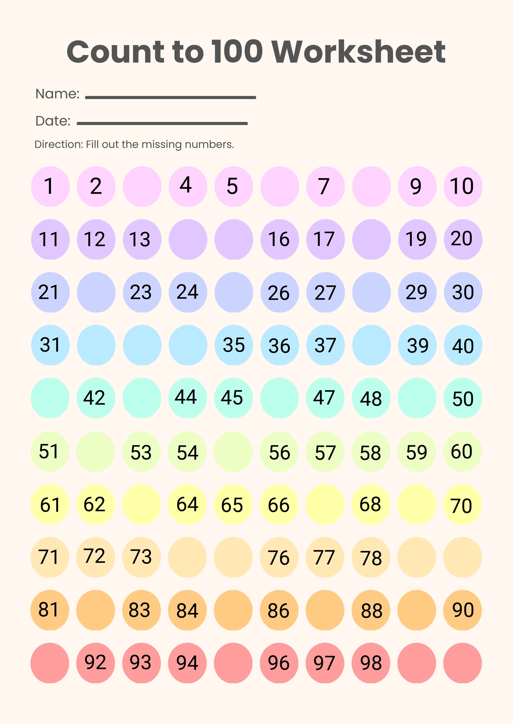 Count To 100 Circle Chart In Illustrator PDF Download Template Count To 100 Circle Chart In Illustrator PDF Download Template