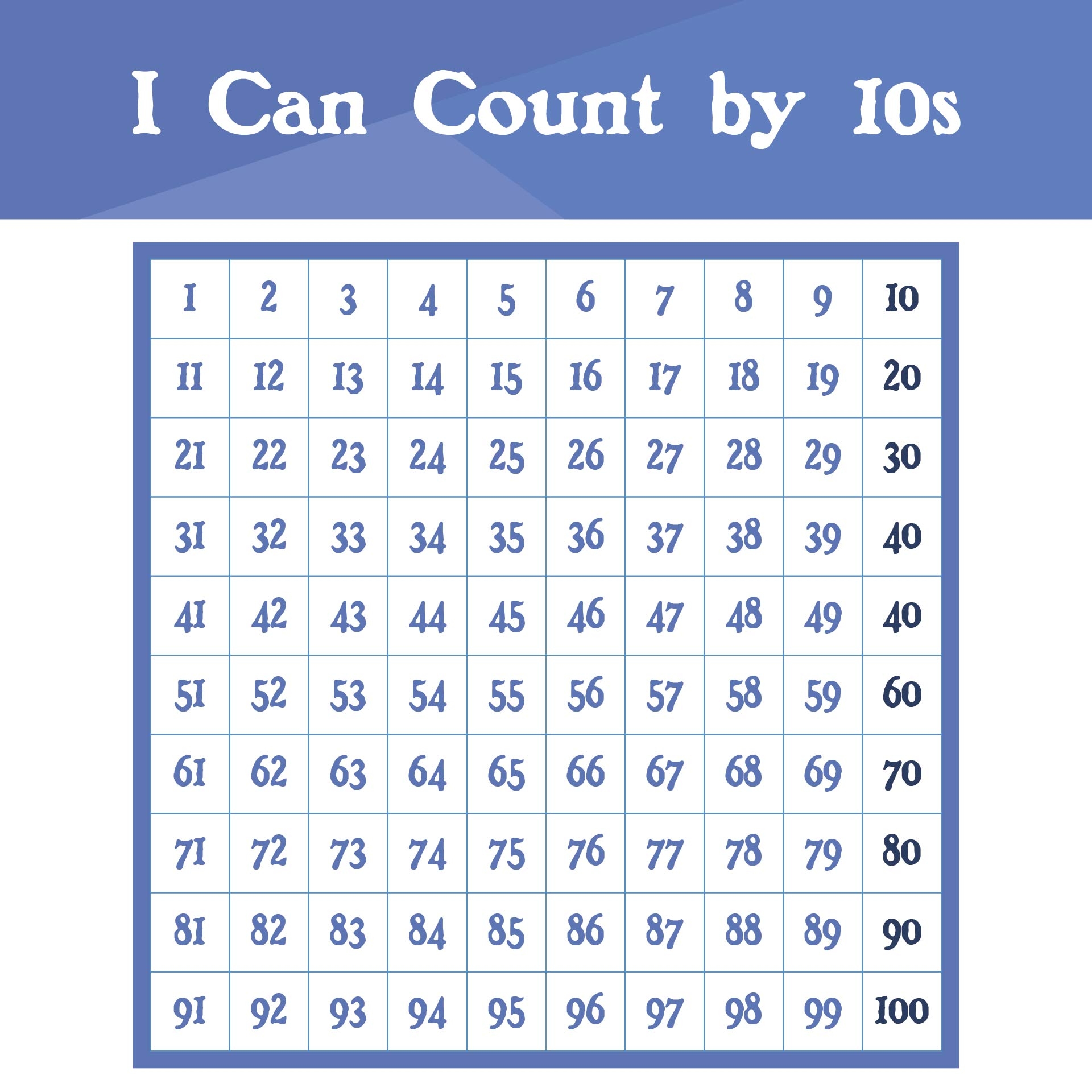 Counting By 10s Chart 10 Free PDF Printables Printablee