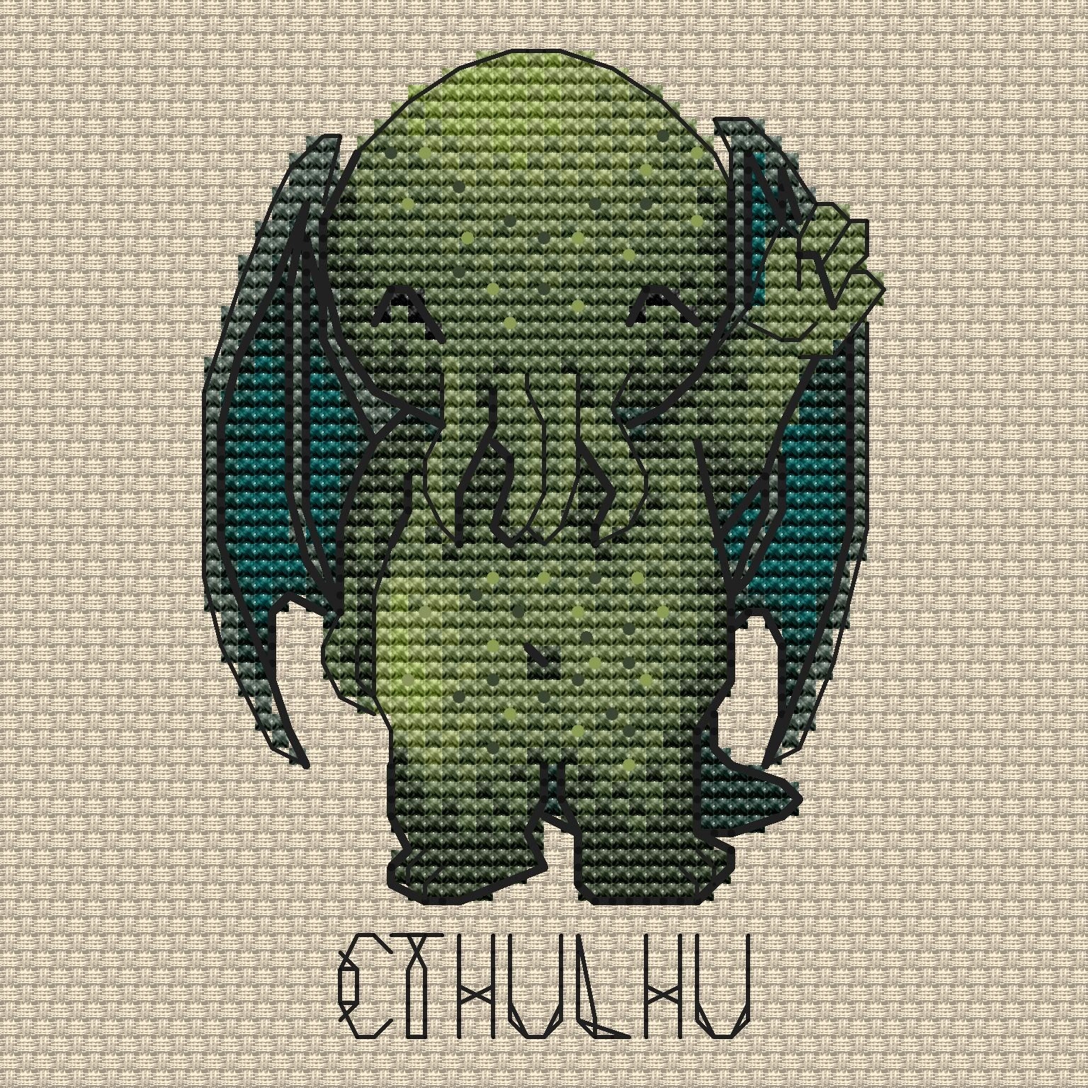 Cthulhu Cross Stitch Pattern Cute Pattern Fantasy PDF Pattern Funny Pattern Cute Demon Pattern DMC Chart Printable PDF Instant Download Etsy