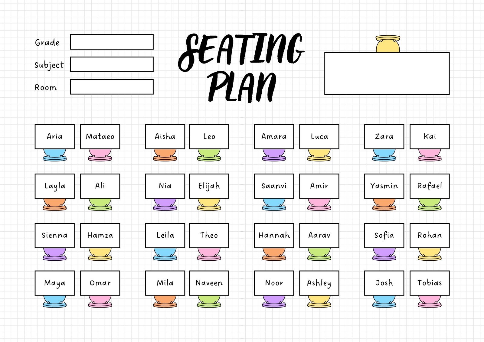 Customize 83 Classroom Seating Charts Templates Online Canva