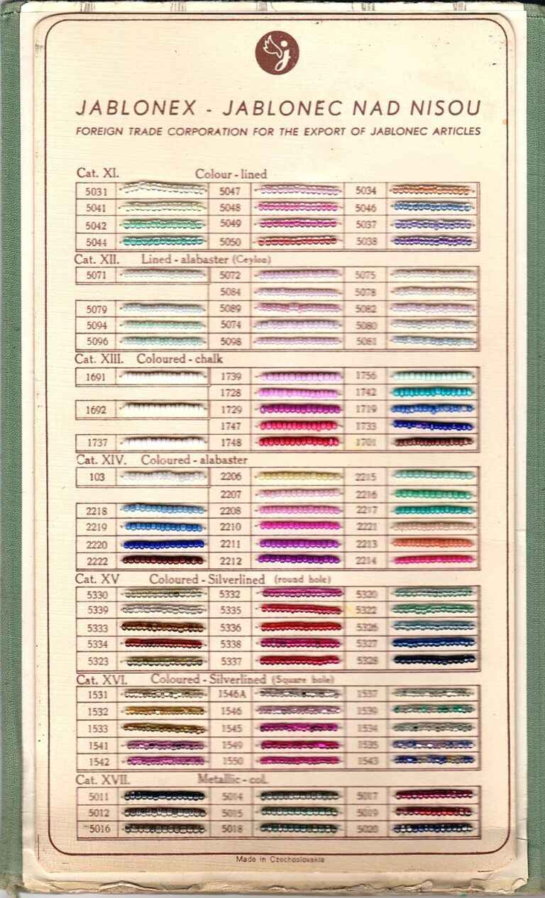 Czech Glass Seed Bead Size Chart