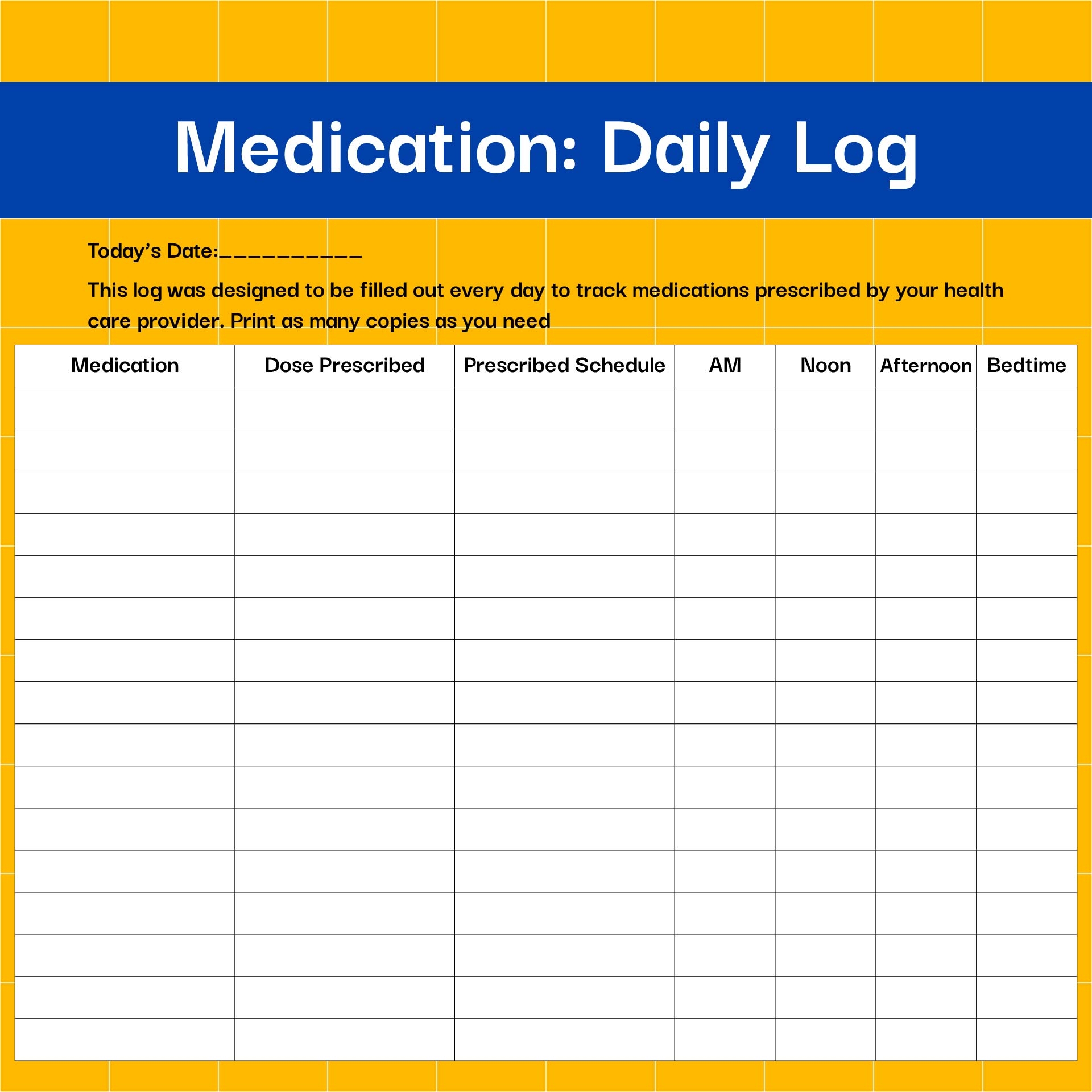 Free Printable Medicine Tracker Chart