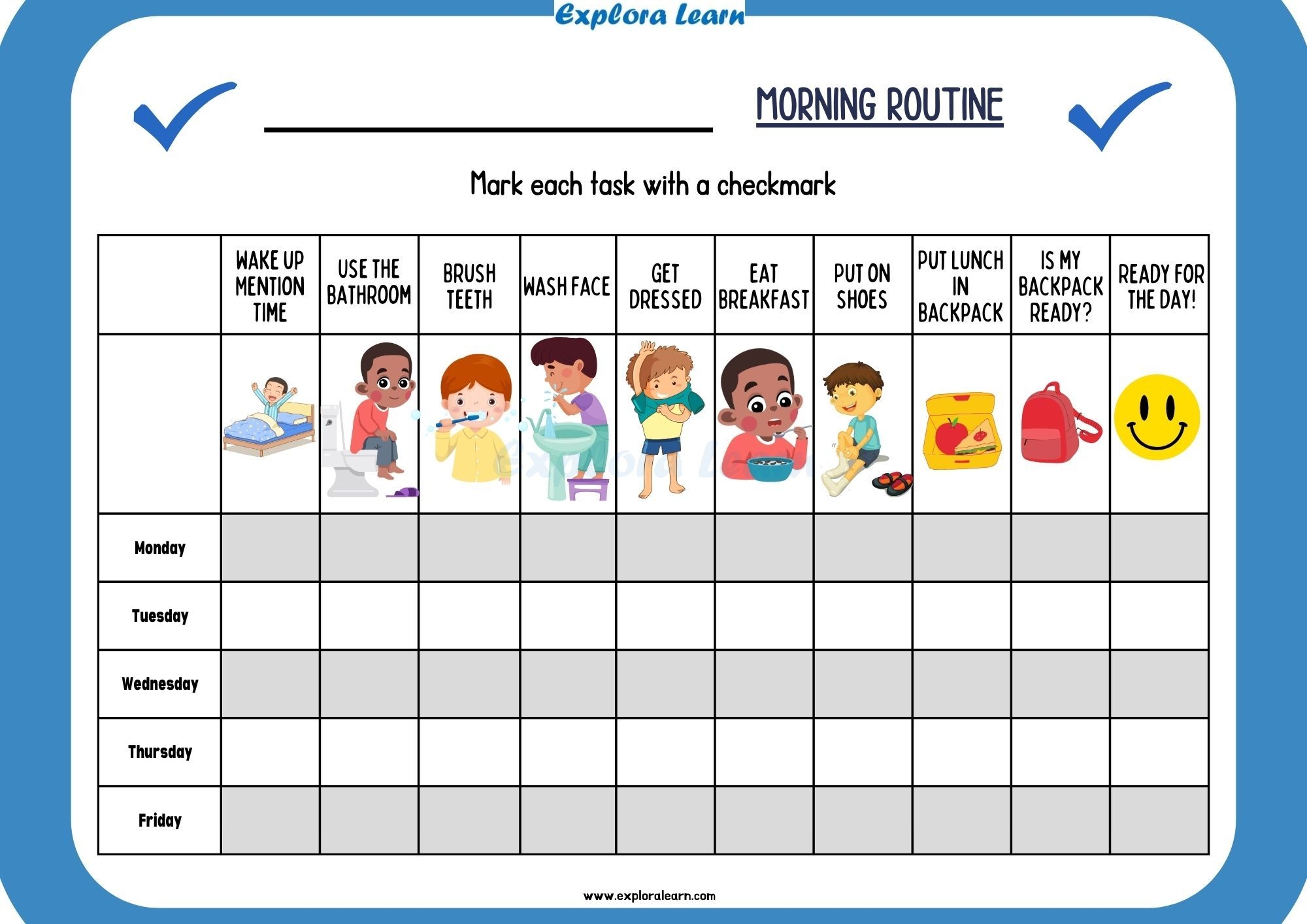 Daily Routines Structure Worksheets For ADHD Autism