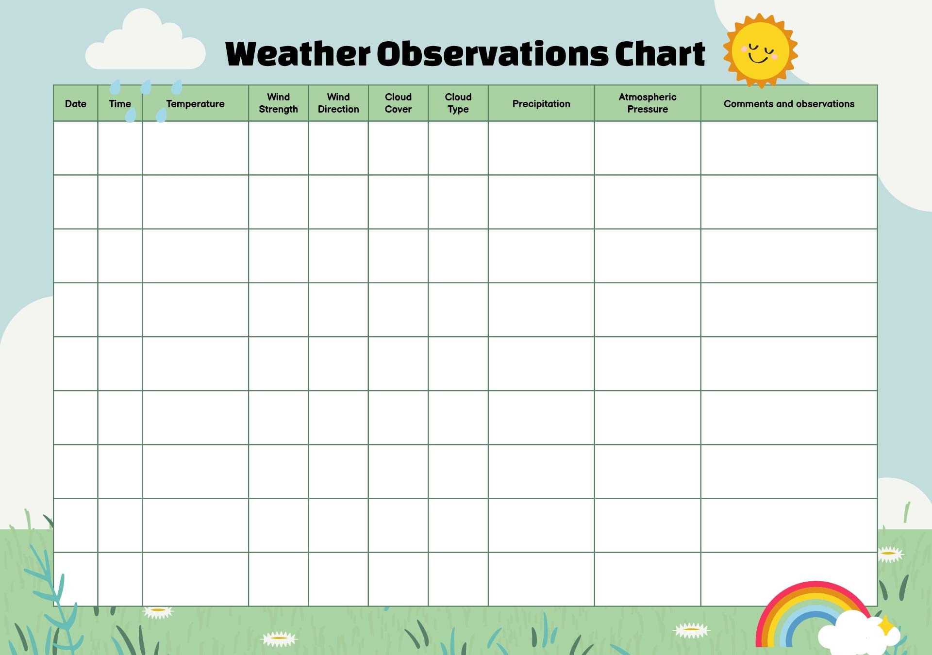 Weather Record Chart Printables Weather Record Chart Printables