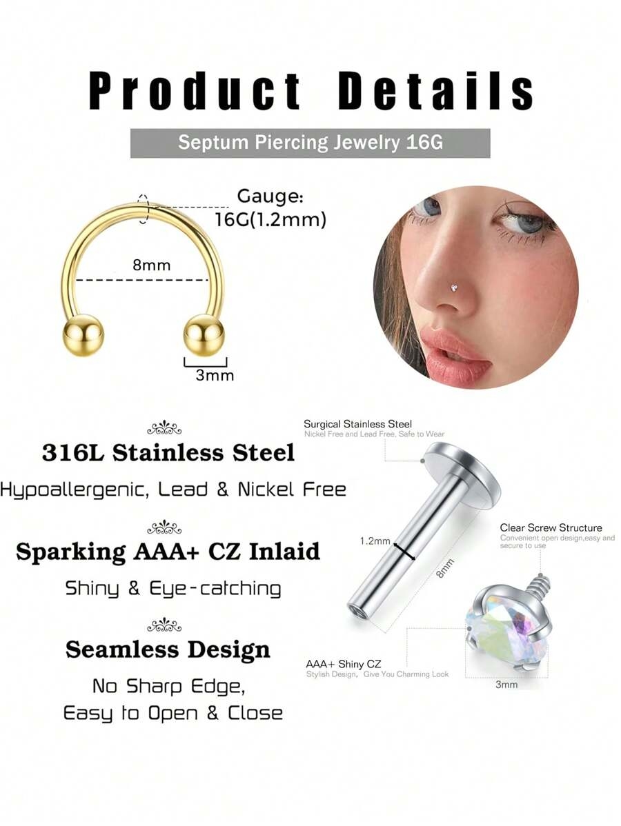 Daith Piercing Size Mm Jewelry Standard Septum Piercing Size Mm Titanium Daith Jewelry