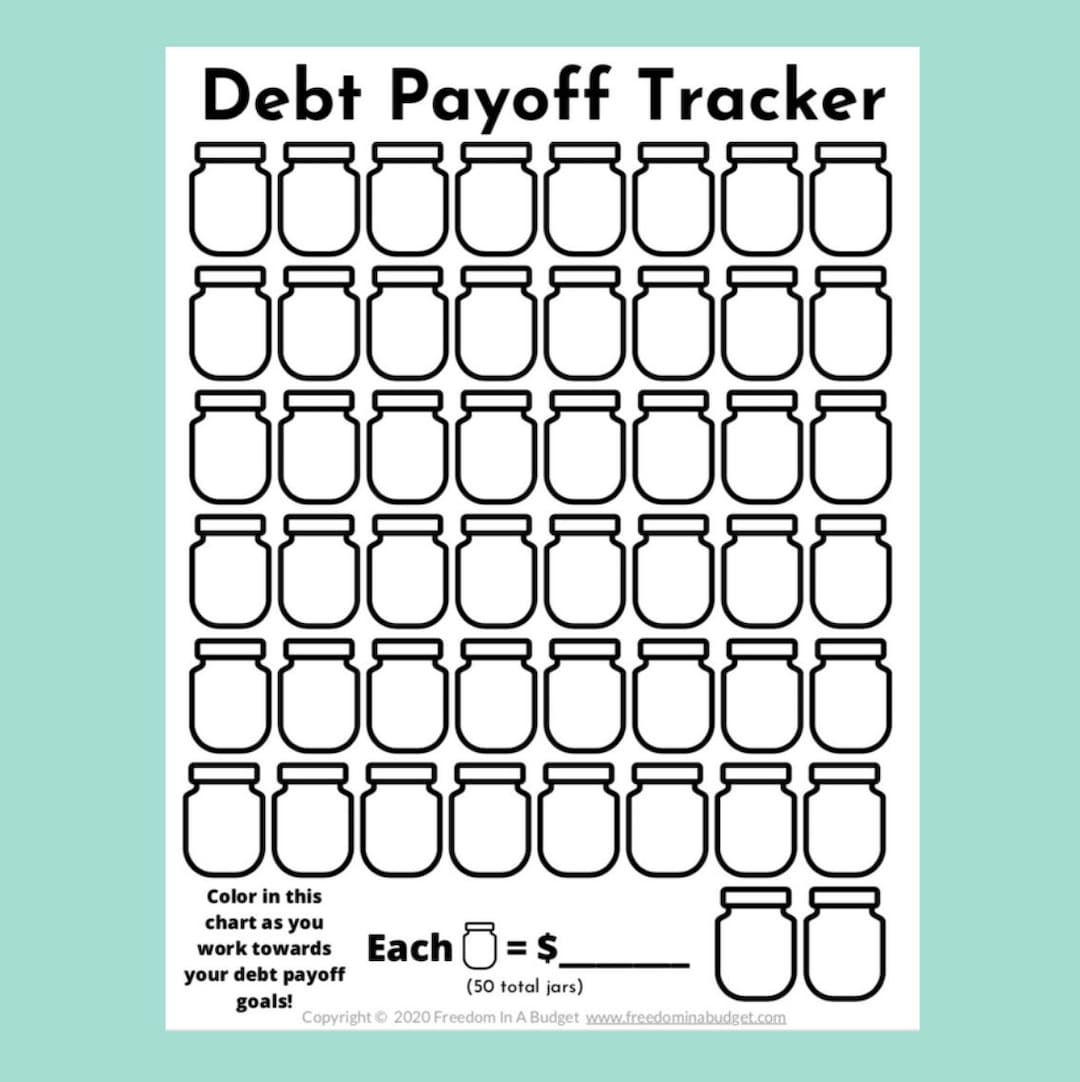 Debt Payoff Tracker Printable 50 Jars PDF Etsy