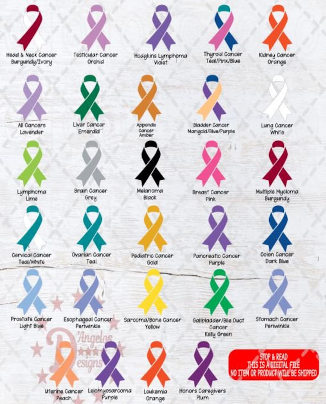 Digital Download Cancer Ribbon 29 Different Cancer Ribbon SVG 29 Different Cancer Ribbons SVG Cricut Silhouette Multiple Ribbons Etsy
