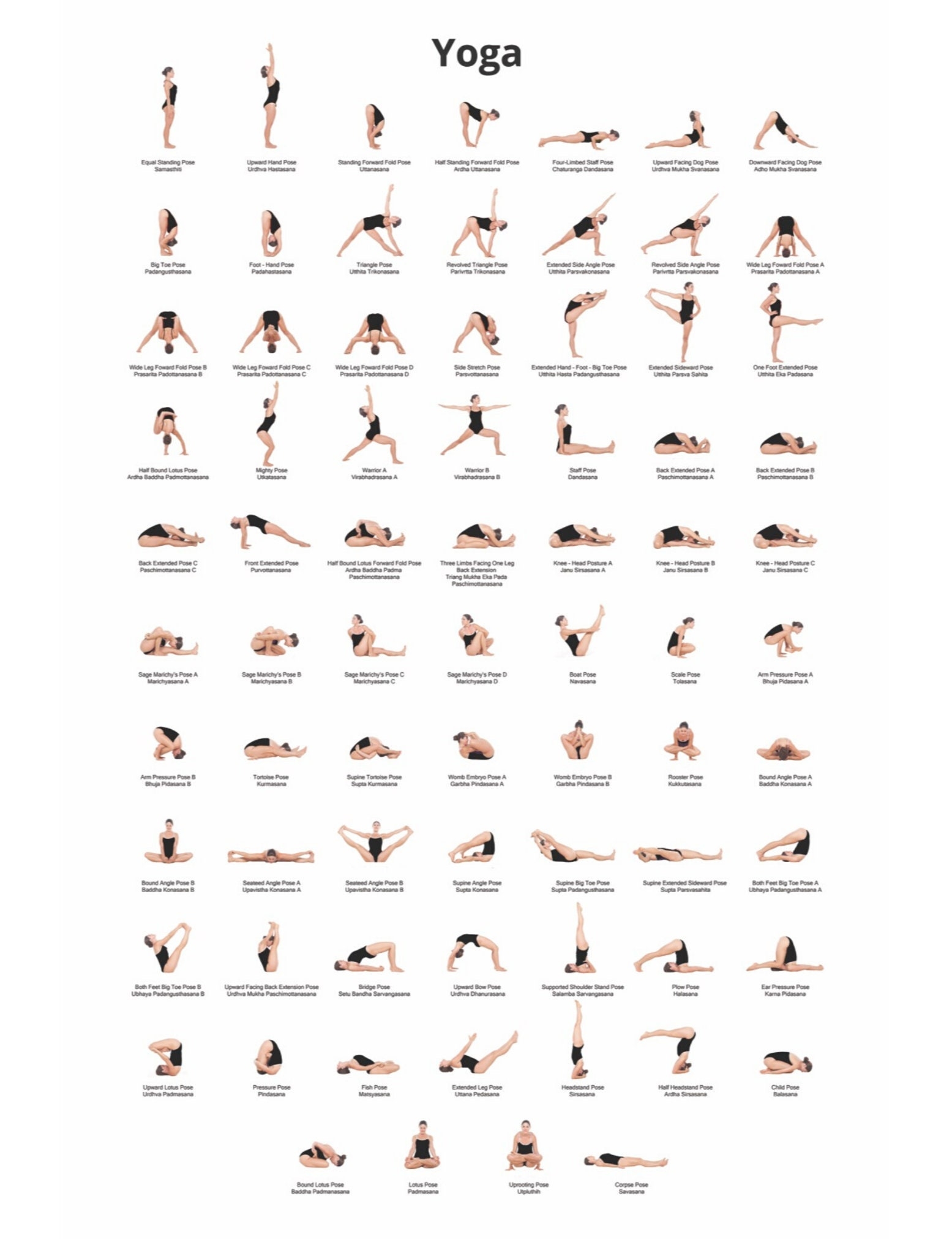 Digital Download Yoga Poses Poster 24x36 Yoga Chart Yoga Pose Poster Print Wall Art Yoga Poster Fitness Chart Yoga Poses Digital Photography Etsy