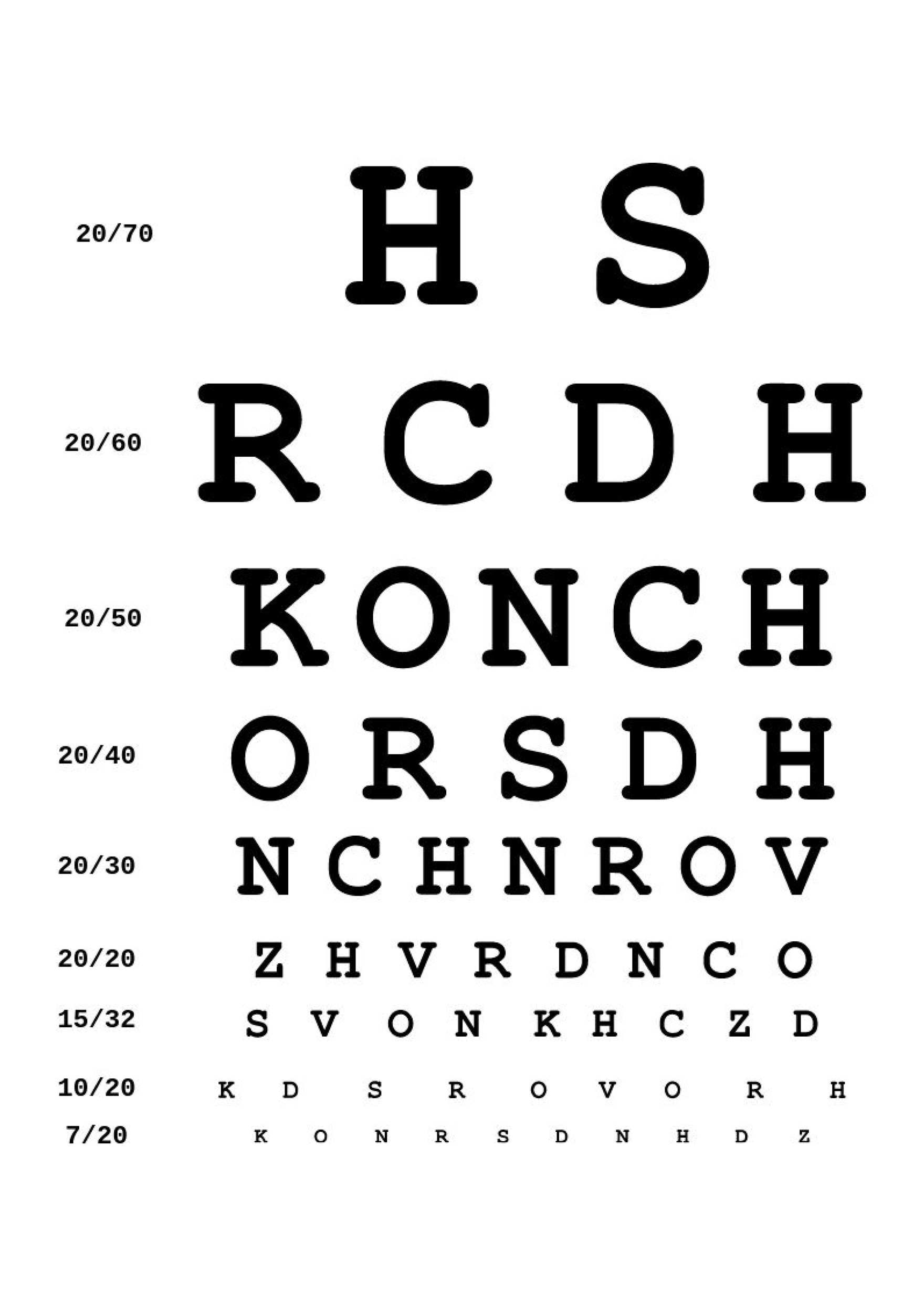 Eye Exam Test Chart Printable