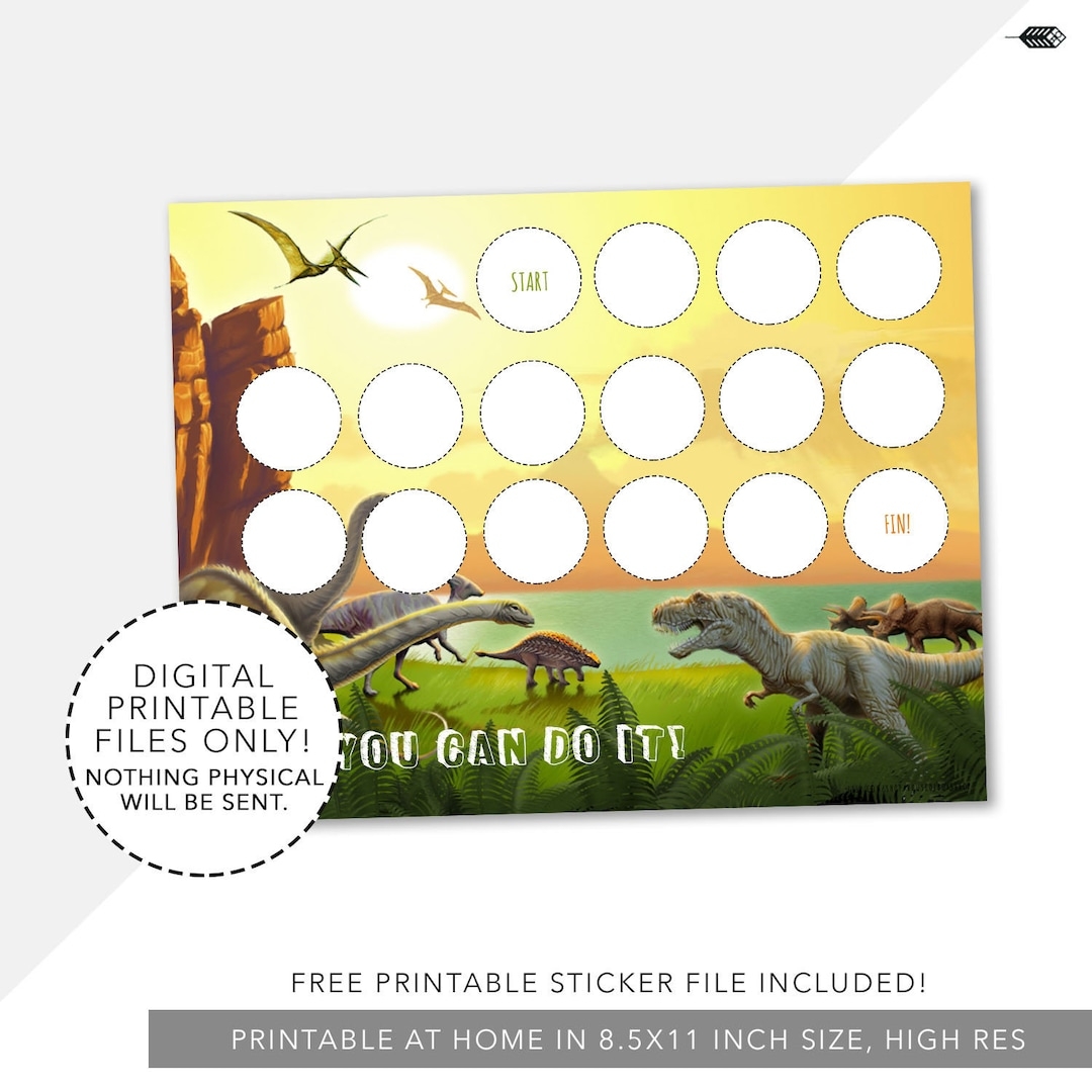 Dinosaur Reward Chart Sticker Chart Potty Training Incentive Goal Tracker For Kids Printable Reward Chart Boys Potty Etsy