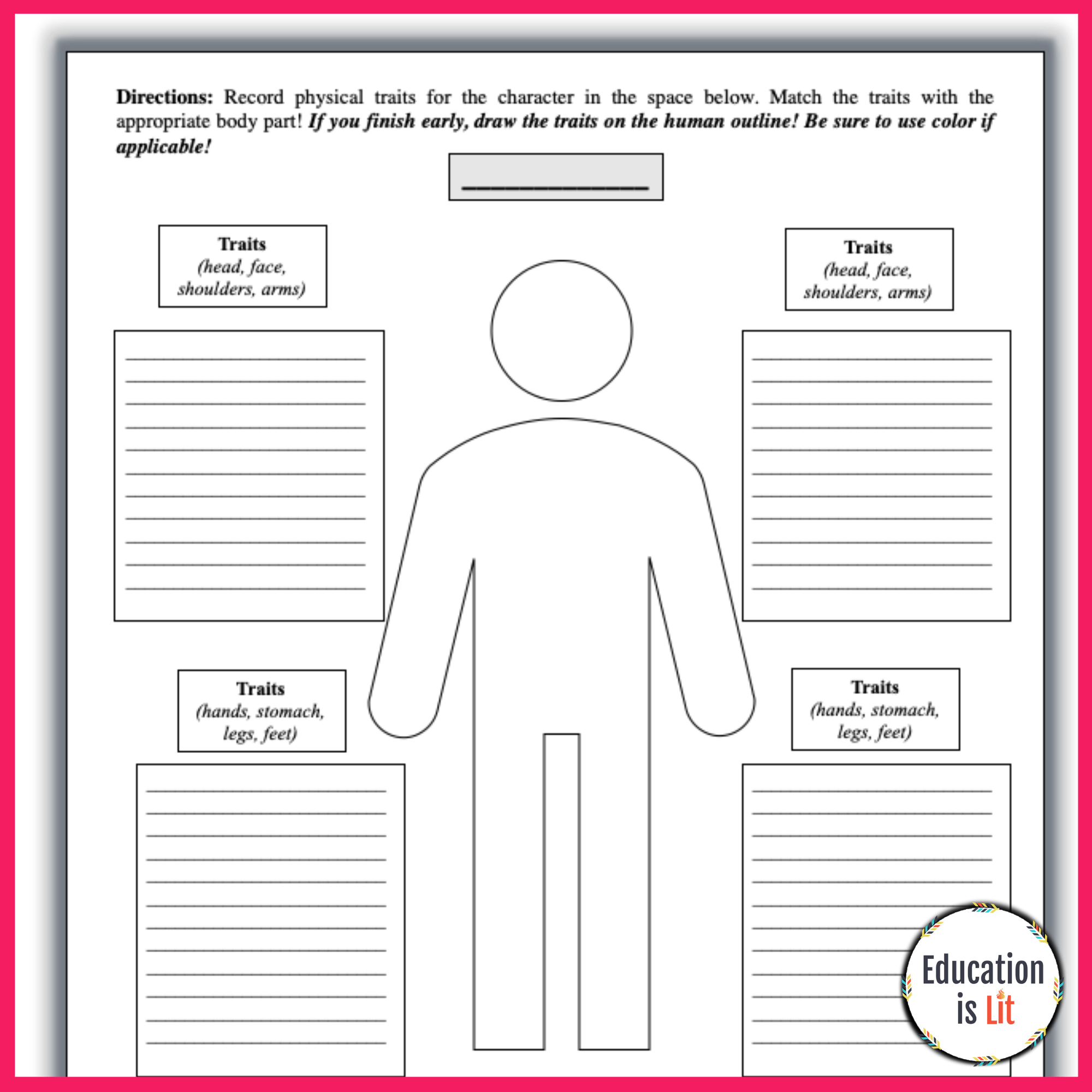 Printable Character Trait Chart Graphic Organizer