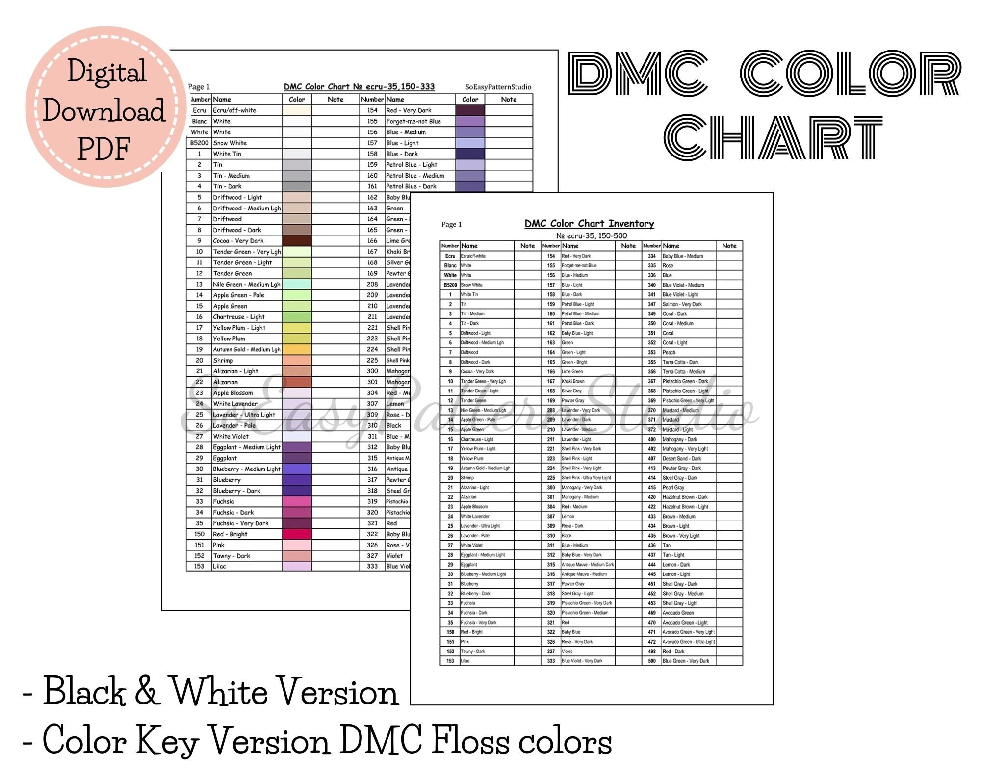 Dmc Floss Chart Printable Dmc Floss Chart Printable