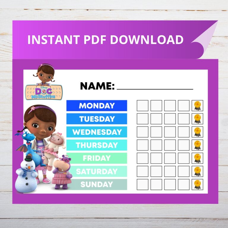 Doc Mcstuffins Potty Training Chart Etsy