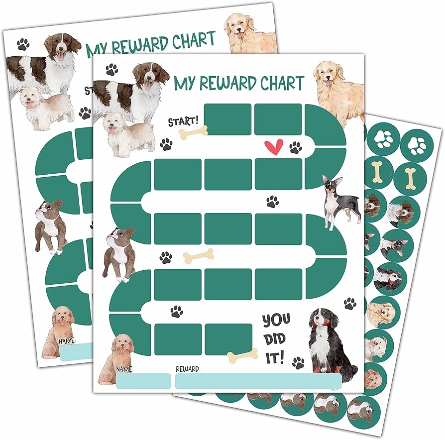 Dog Theme Reward Chart 20 Kids Behavior Charts With 432 Round Stickers Sticker Incentive Responsibility Chart For Teens Kids Toddler Homework Assignments Attendance B01 Teacher Resources Amazon au