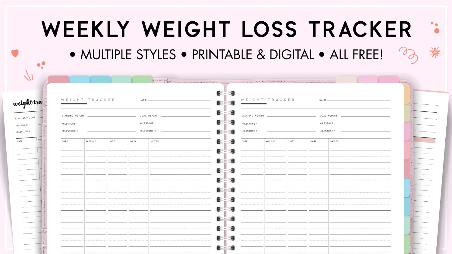 Download Blank Weekly Weight Loss Tracker Template PDF