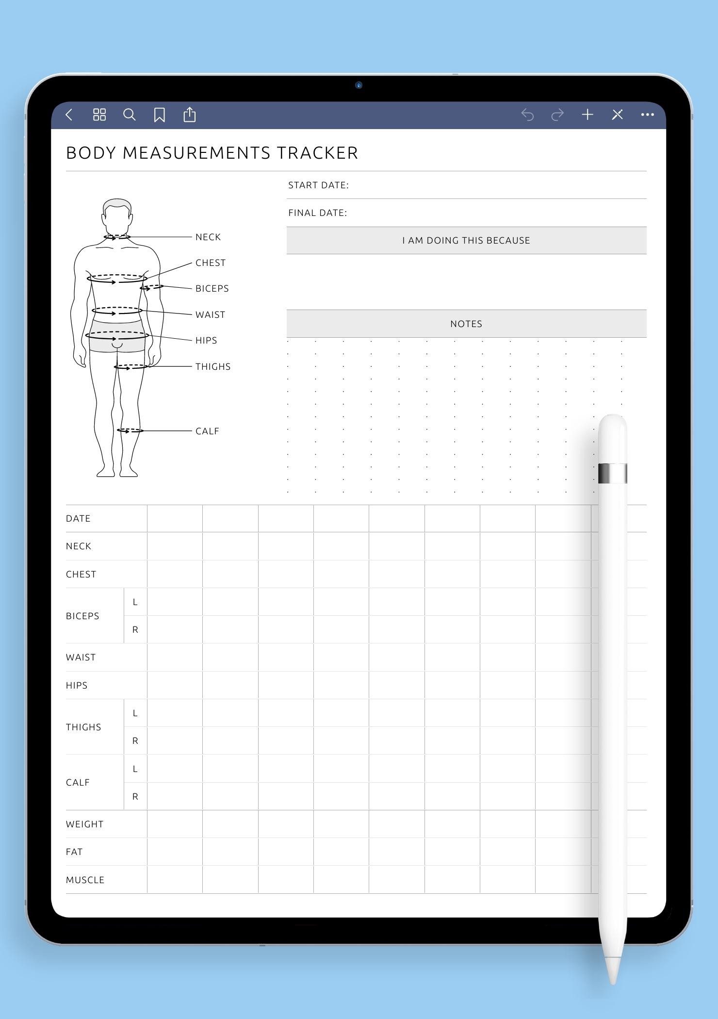 Printable Mens Measurement Chart