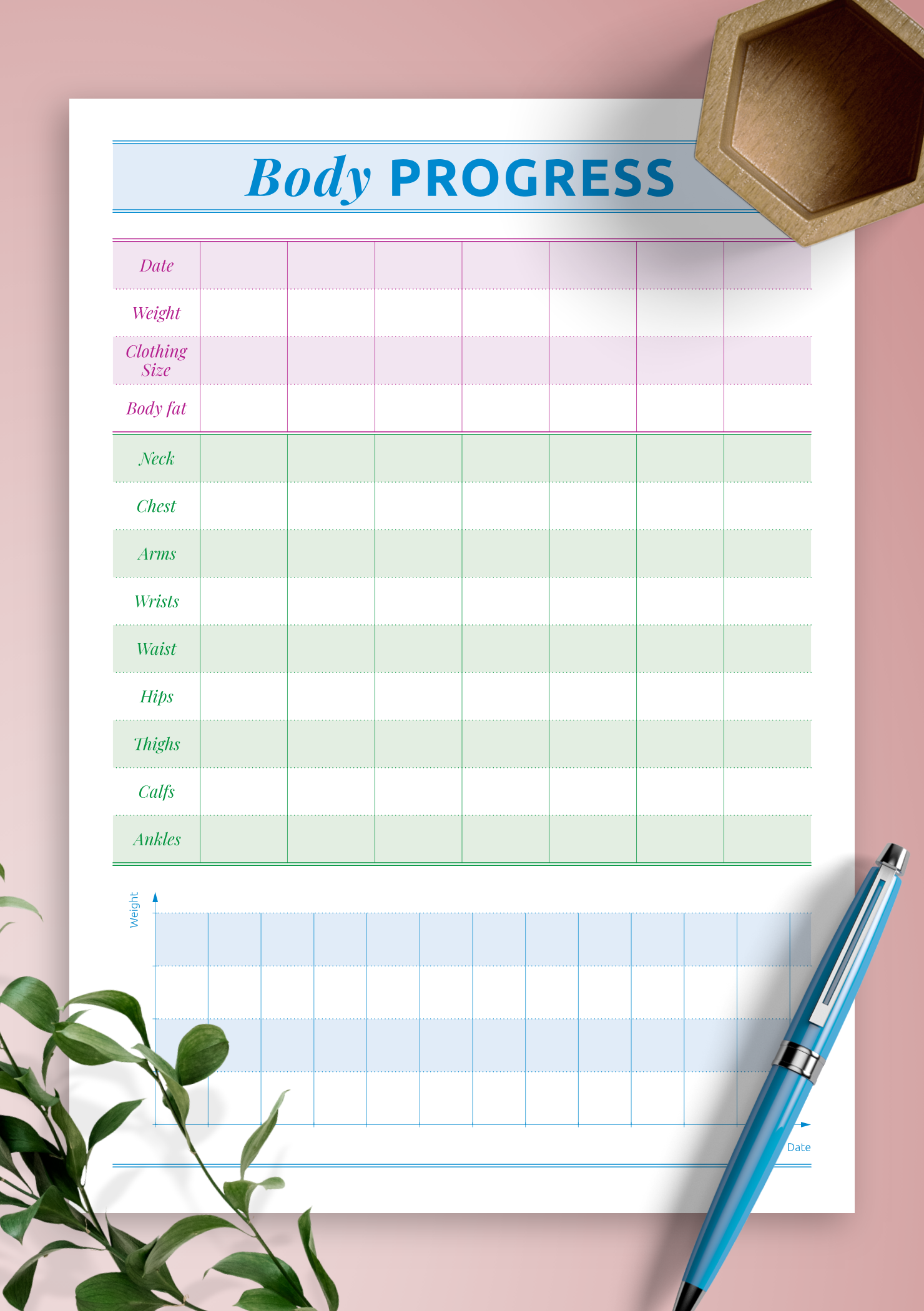 Mesurement Progress Chart Printable
