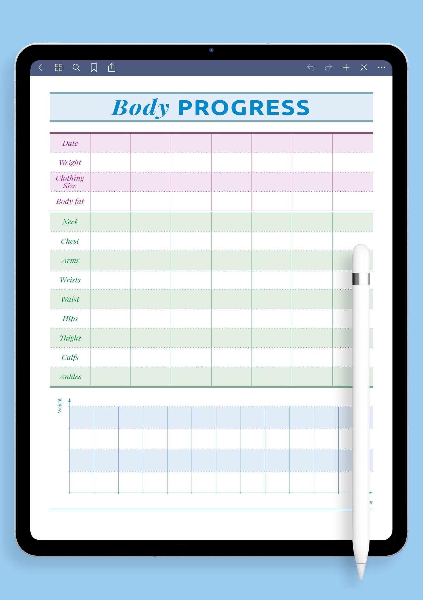 Download Printable Body Progress Template PDF