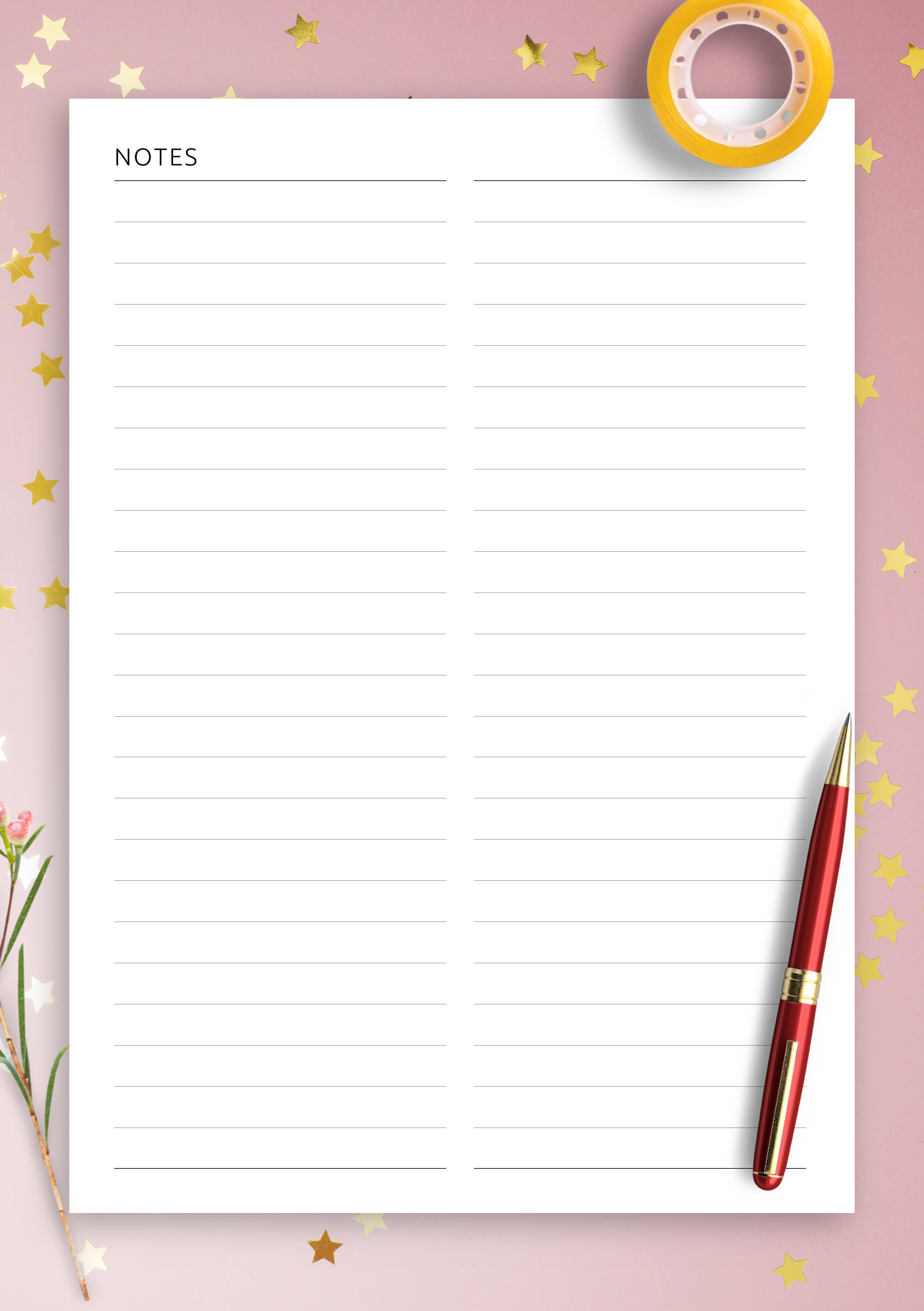 Download Printable Ruled Grid 2 Column PDF