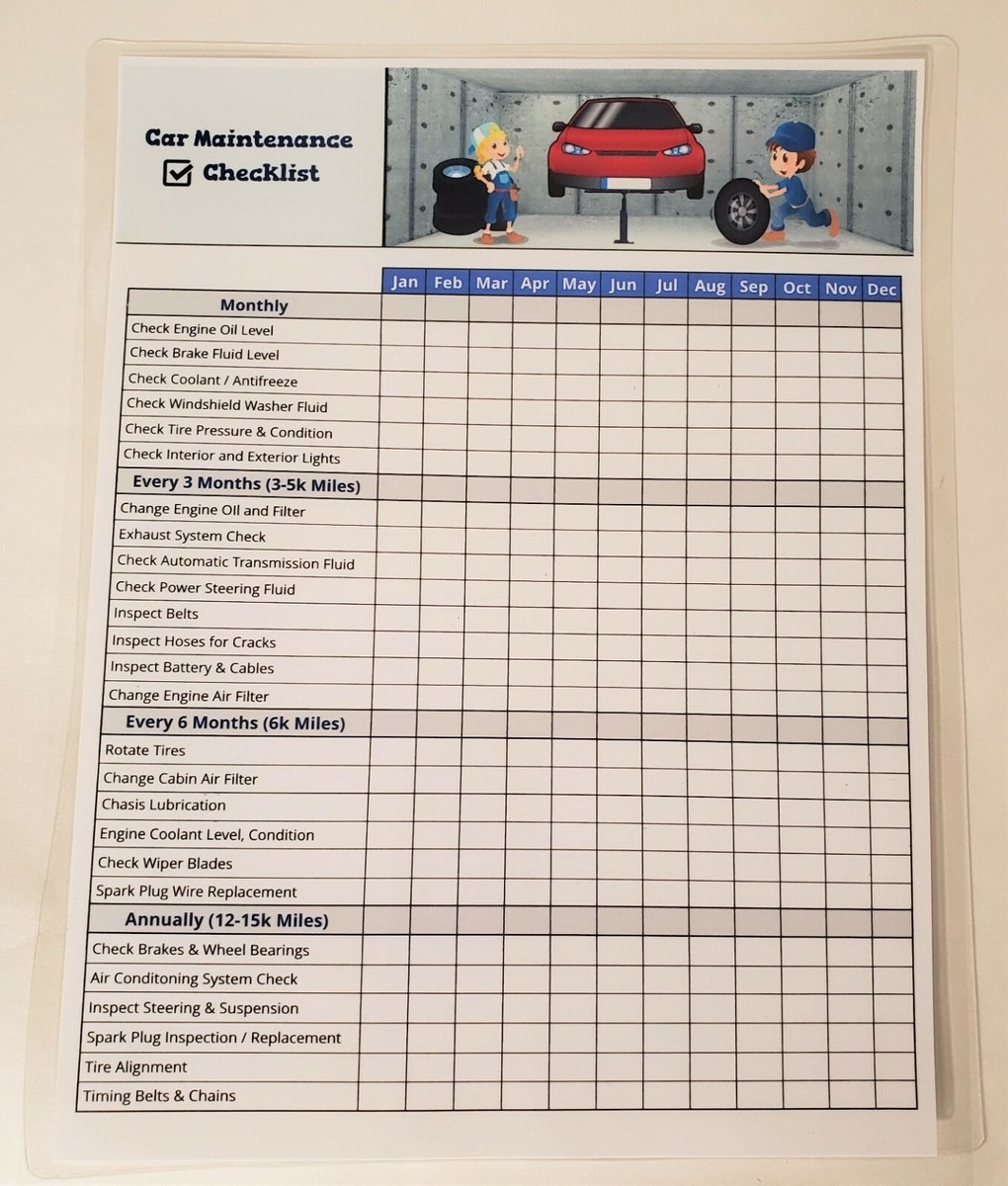 Dry Erase Car Maintenance Checklist Laminated Vehicle Maintenance Schedule EBay Dry Erase Car Maintenance Checklist Laminated Vehicle Maintenance Schedule EBay