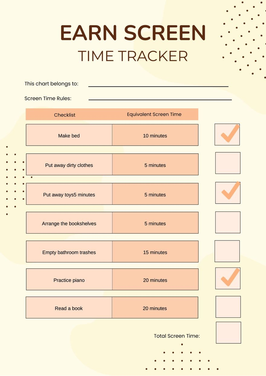 Earn Screen Time Chart In Illustrator PDF Download Template Earn Screen Time Chart In Illustrator PDF Download Template