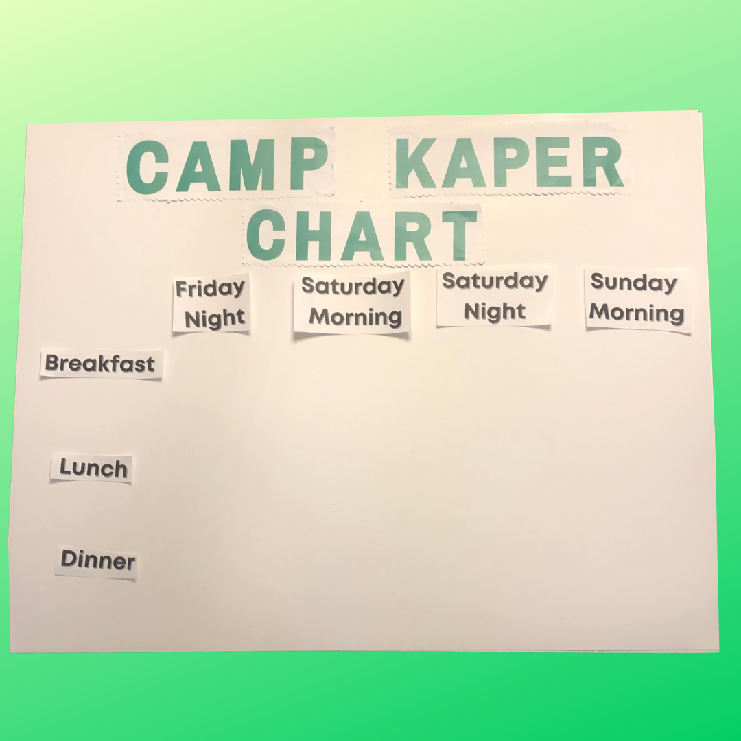 Easy Girl Scout Camping Kaper Chart Troop Leader