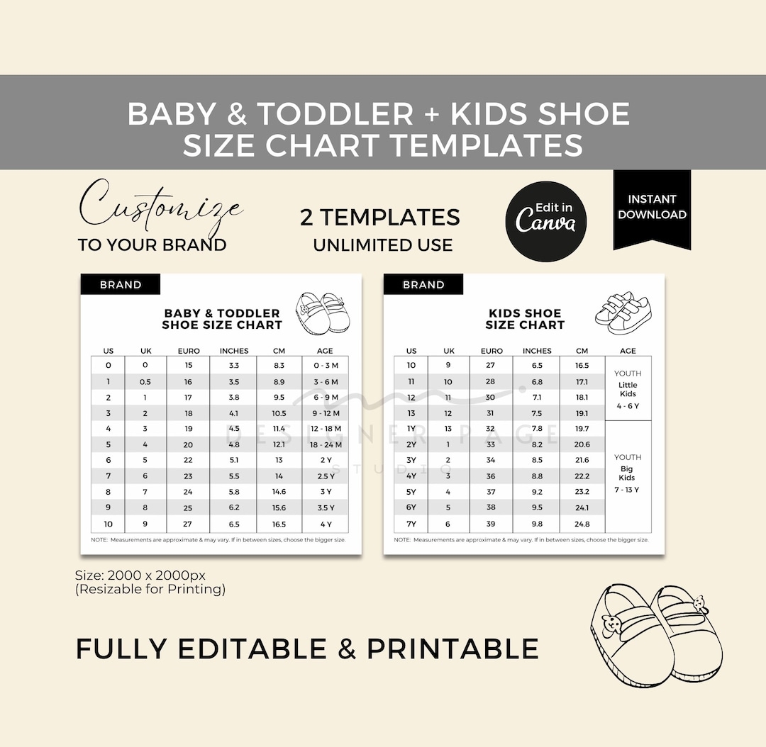 Editable Baby Toddler Shoe Size Chart Template Canva Kids Shoe Size Guide Children Shoes Measurement Guide Custom Youth Shoe Size Chart Etsy Editable Baby Toddler Shoe Size Chart Template Canva Kids Shoe Size Guide Children Shoes Measurement Guide Custom Youth Shoe Size Chart Etsy