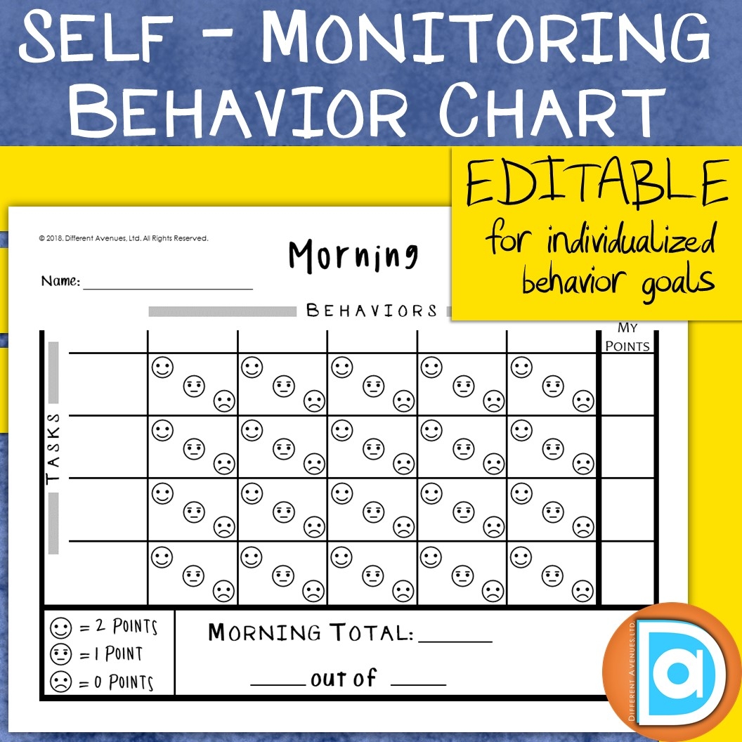 Editable Daily Behavior Chart Self Monitoring Task And Goal Based With Scoring Classful