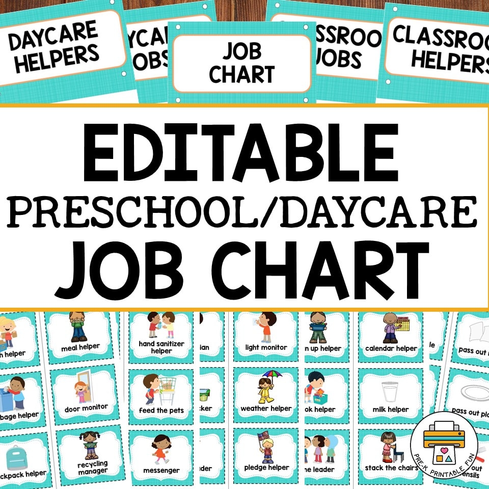 Editable Preschool Job Chart