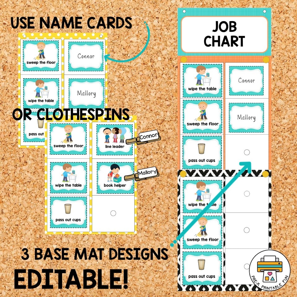 Editable Preschool Job Chart