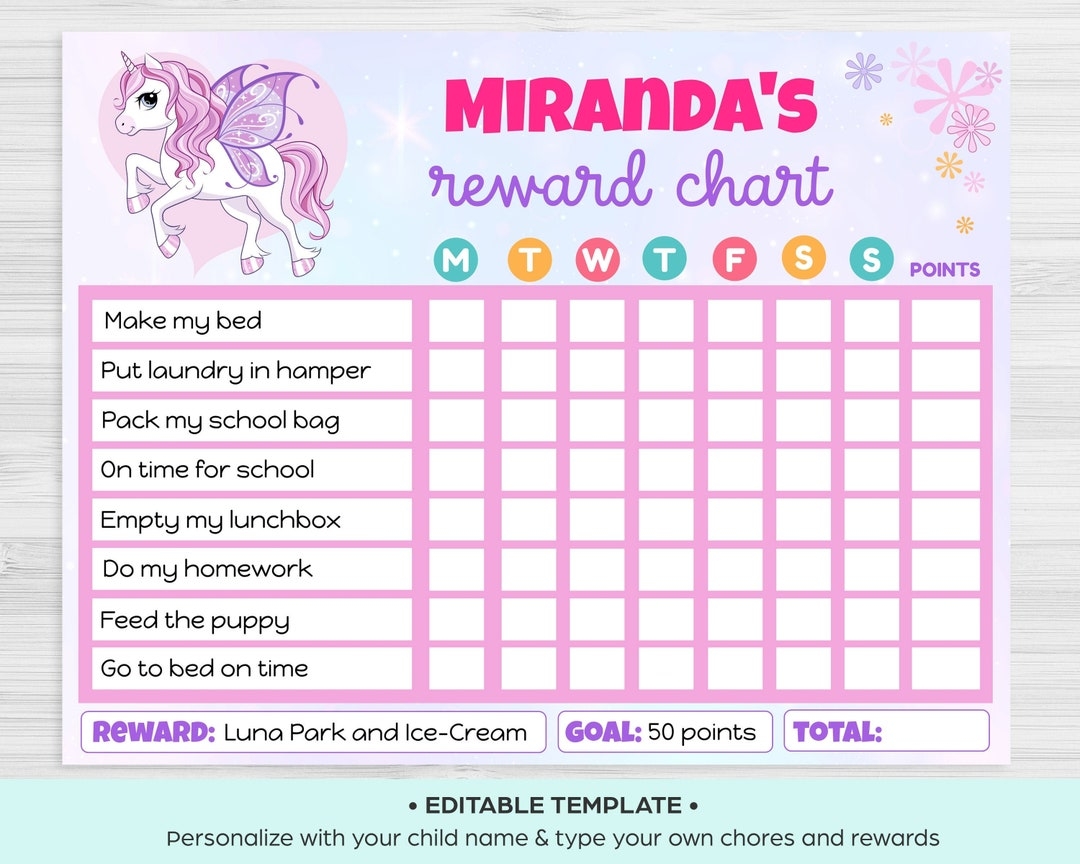 Editable Unicorn Reward Chart Printable Chore Chart digital Download Etsy Editable Unicorn Reward Chart Printable Chore Chart digital Download Etsy