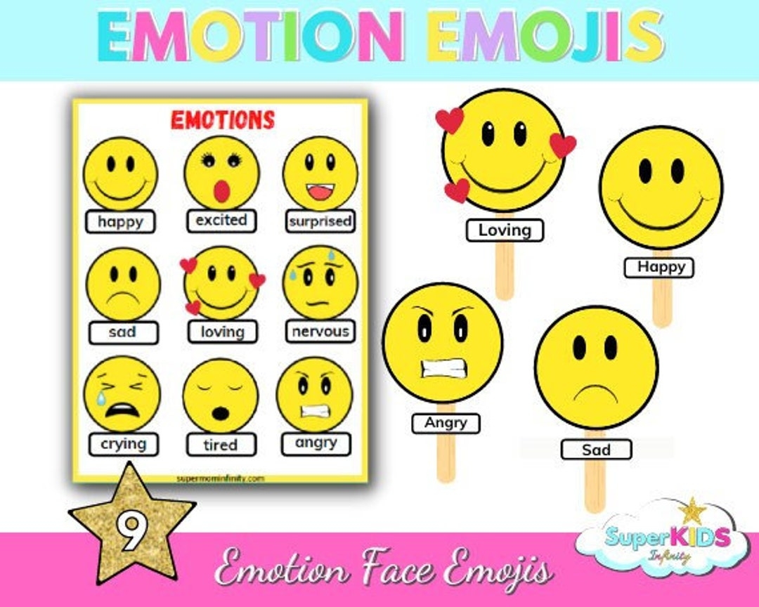 Emotion Face Emojis Chart Autism Printable Activity PDF Etsy