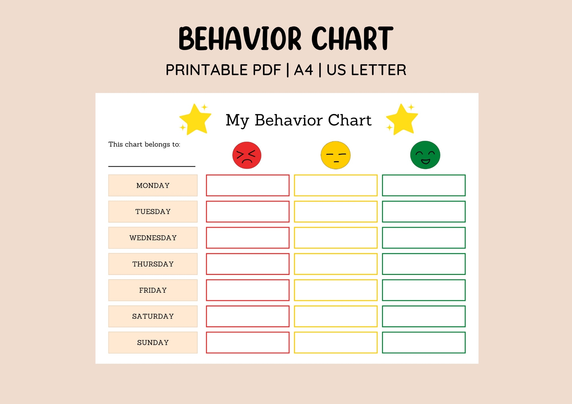 Emotion Tracker Behavior Chart Preschool Behavior Chart Toddler Behavior Chart Kids Behavior Chart Mood Tracker Sticker Chart Etsy