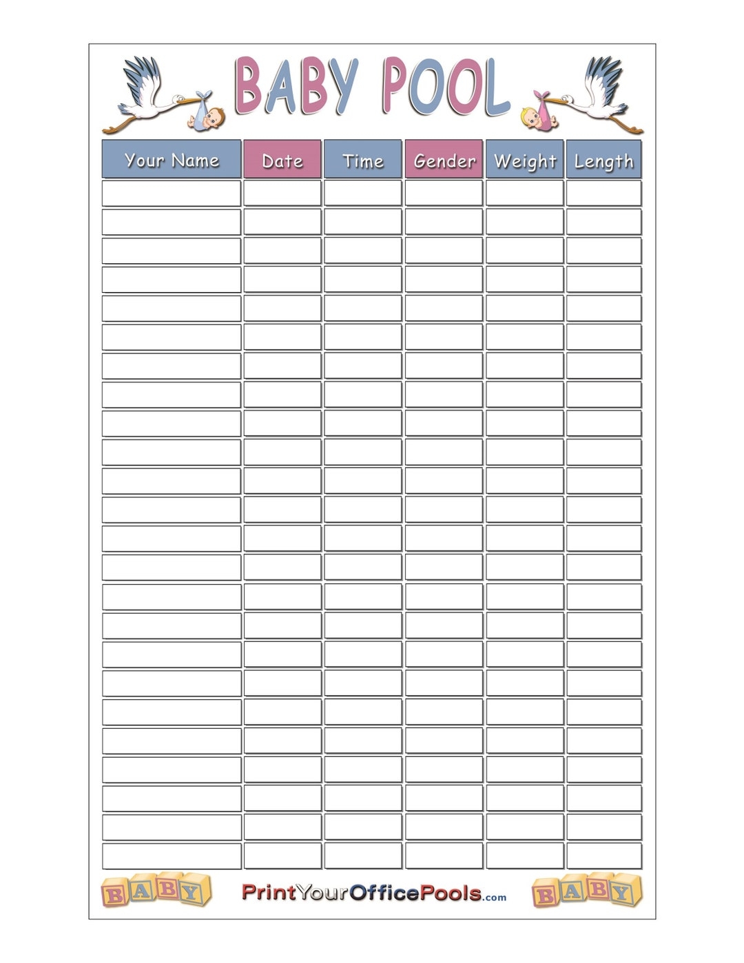 Erasable Baby Birth Pool Guess Game Pregnancy Due Date Baby Shower Party Guess Games Chart 22 X 34 Includes Gender Guess Style includes Pen Etsy