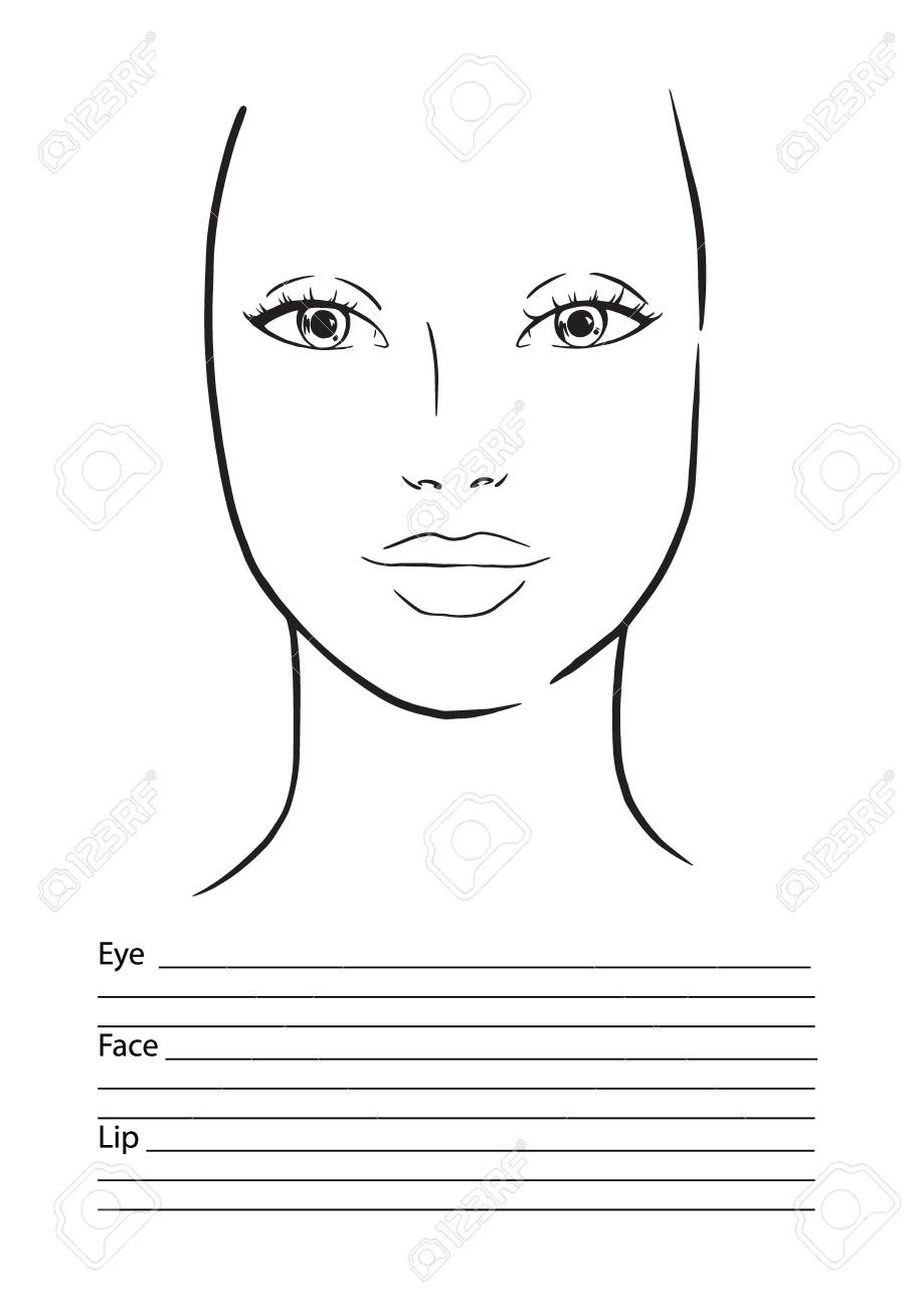 Face Chart Makeup Artist Blank Template Vector Illustration Royalty Free SVG Cliparts Vectors And Stock Illustration Image 124785306 