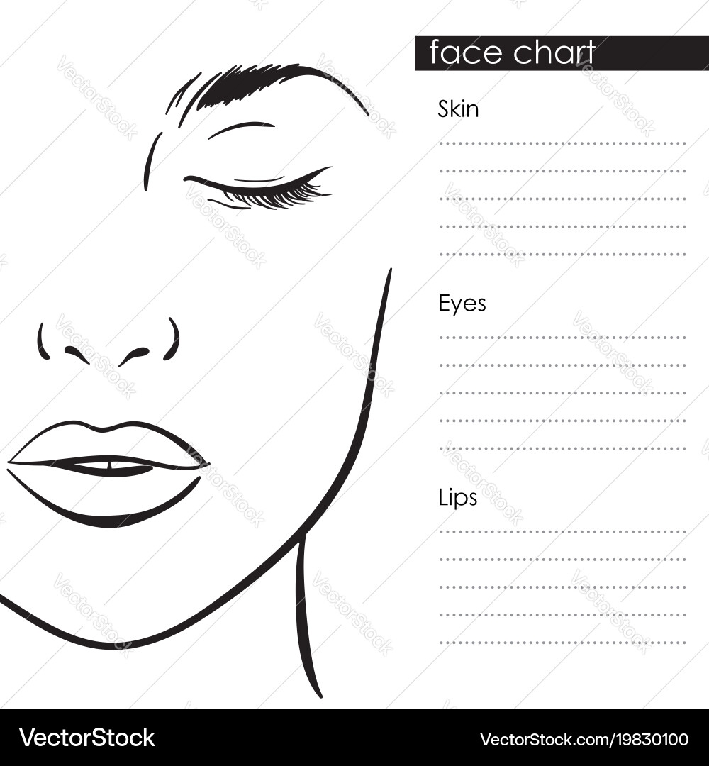 Face Chart Makeup Template Royalty Free Vector VectorStock Face Chart Makeup Template Royalty Free Vector VectorStock