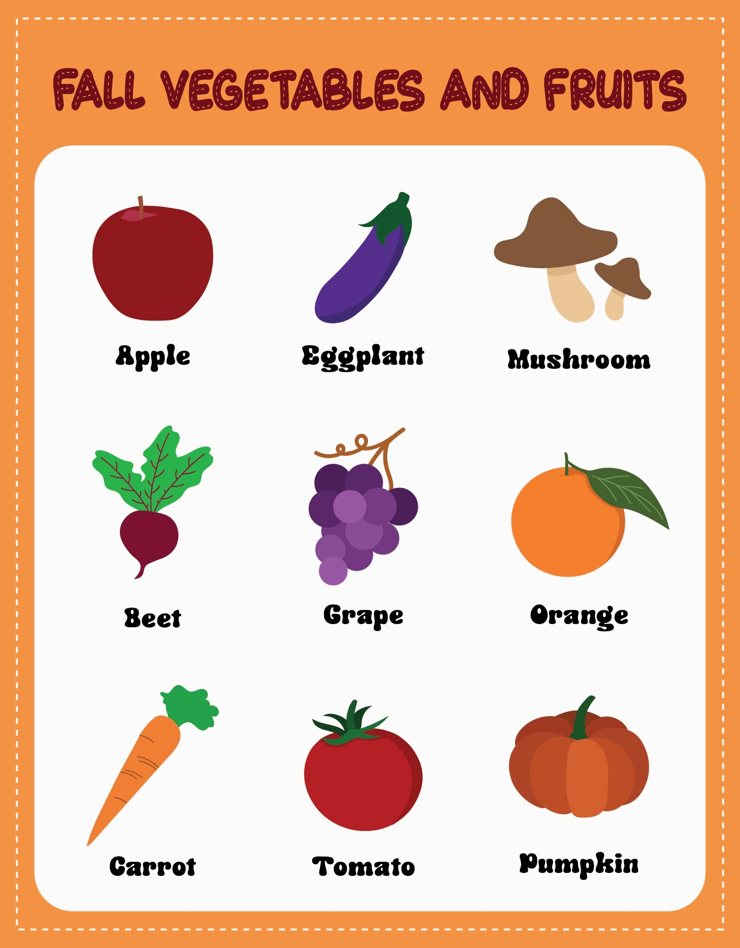 Fall Vegetable And Fruit 10 Free PDF Printables Printablee