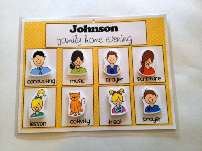 Family Home Evening Chart Spring Time Doodles