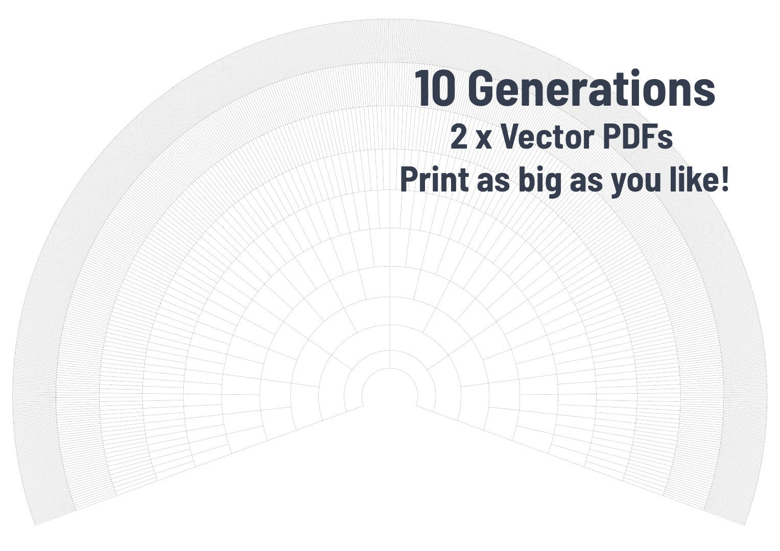 Family Tree 10 Gen Blank Fan Chart 2 Versions Ready To Print Vector Digital File Etsy Family Tree 10 Gen Blank Fan Chart 2 Versions Ready To Print Vector Digital File Etsy