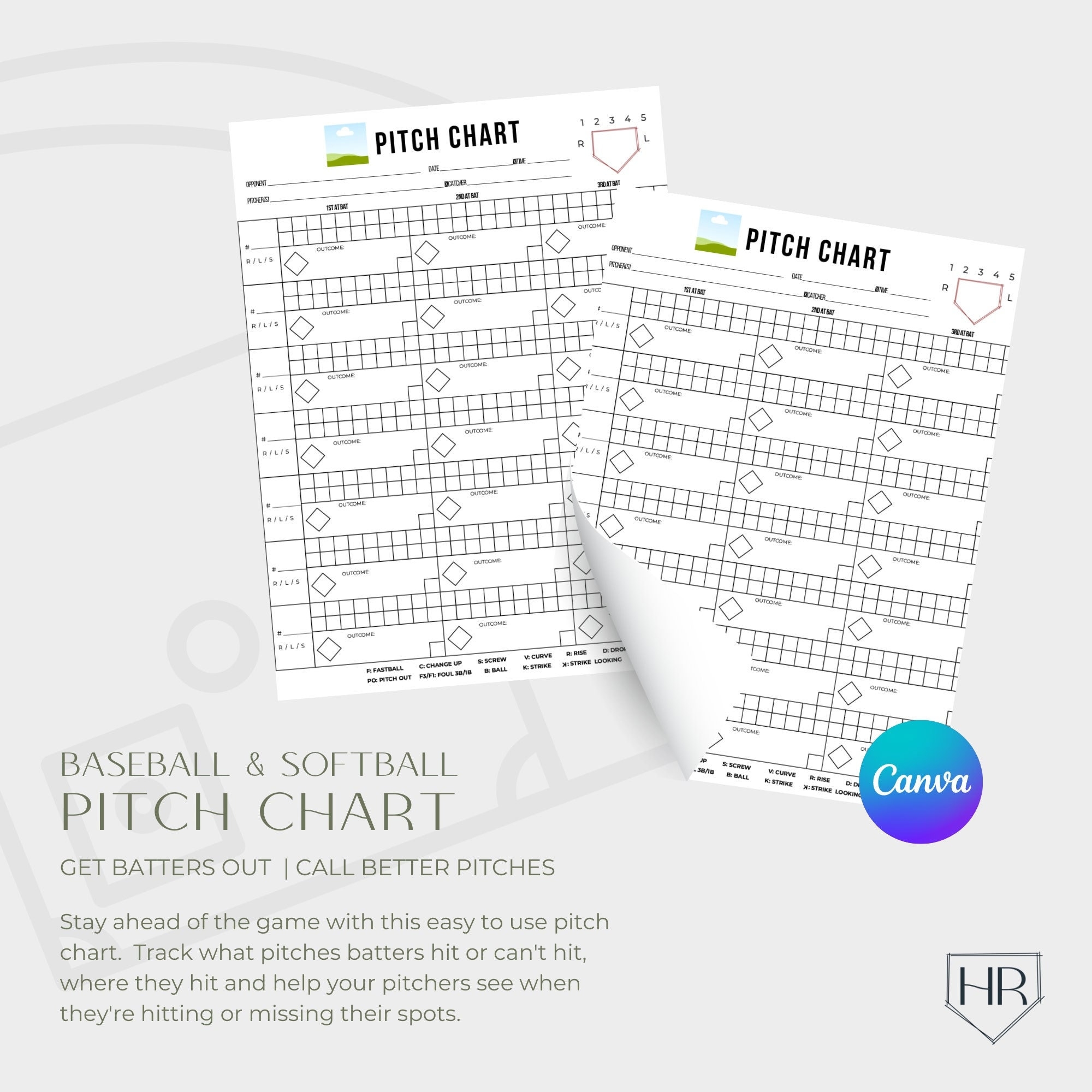 Fastpitch Softball Baseball Pitch Chart Customizable Canva Printable File Digital Template Sports Athlete Training Little League Etsy