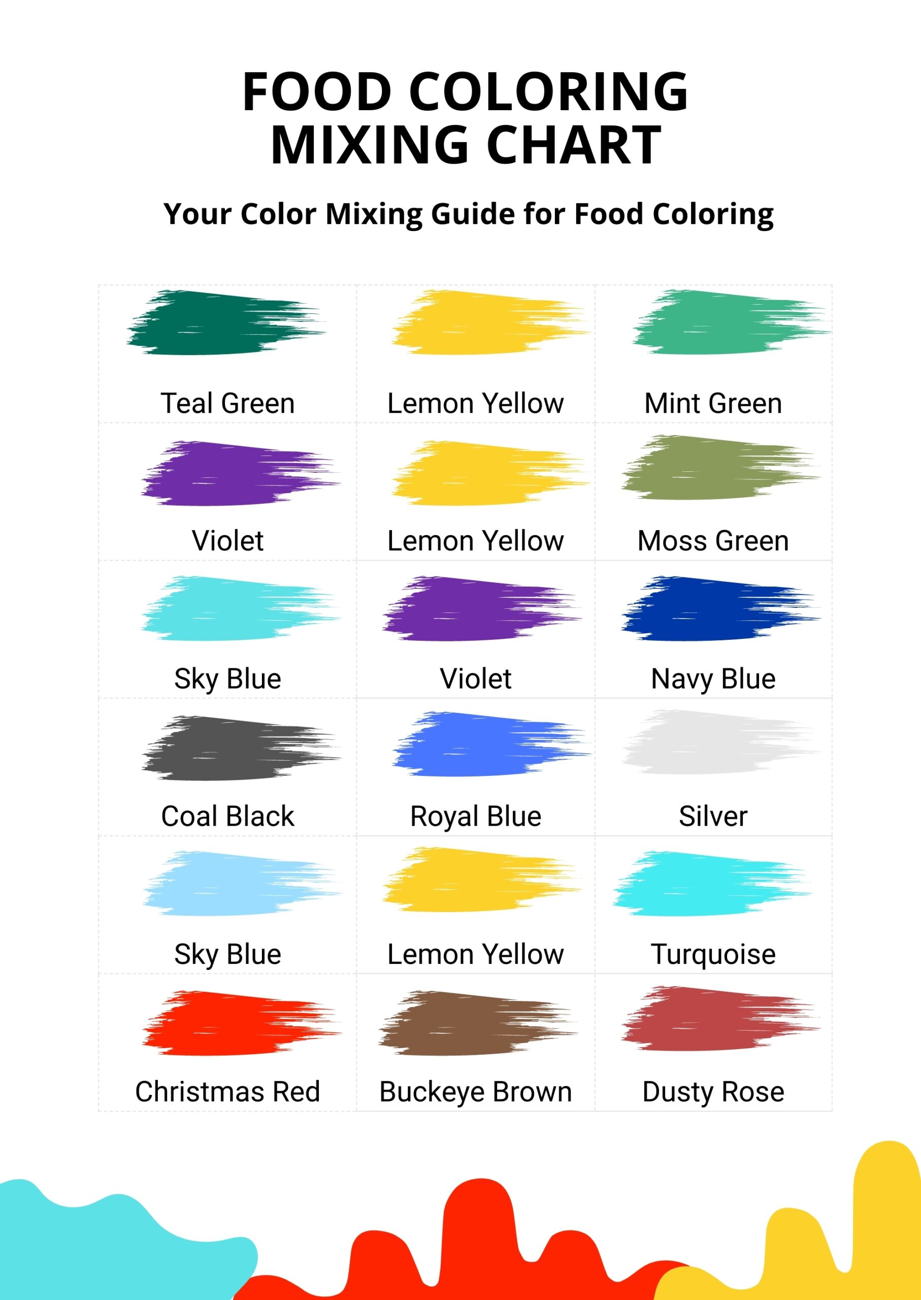 Food Coloring Mixing Chart In Illustrator PDF Download Template Food Coloring Mixing Chart In Illustrator PDF Download Template