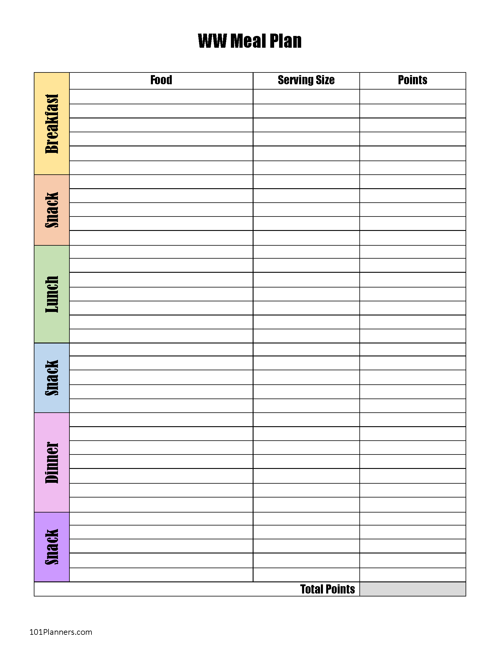 Food Diary Template Free Printable Track Food And Water Intake