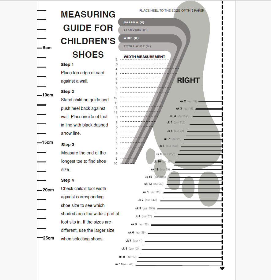 Women's Printable Shoe Size Chart Women's Printable Shoe Size Chart