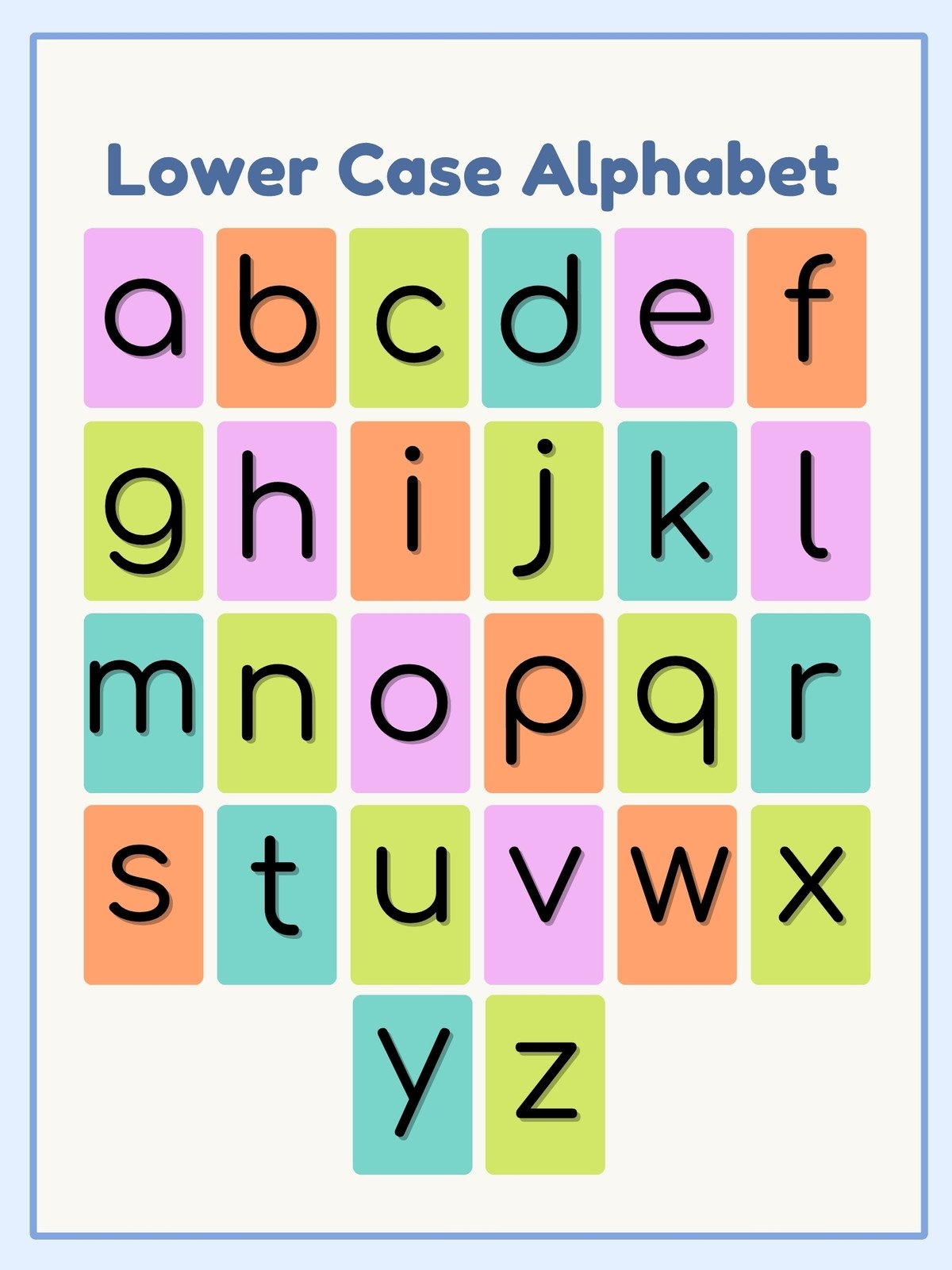 Free Printable Lowercase Letter Chart Free Printable Lowercase Letter Chart
